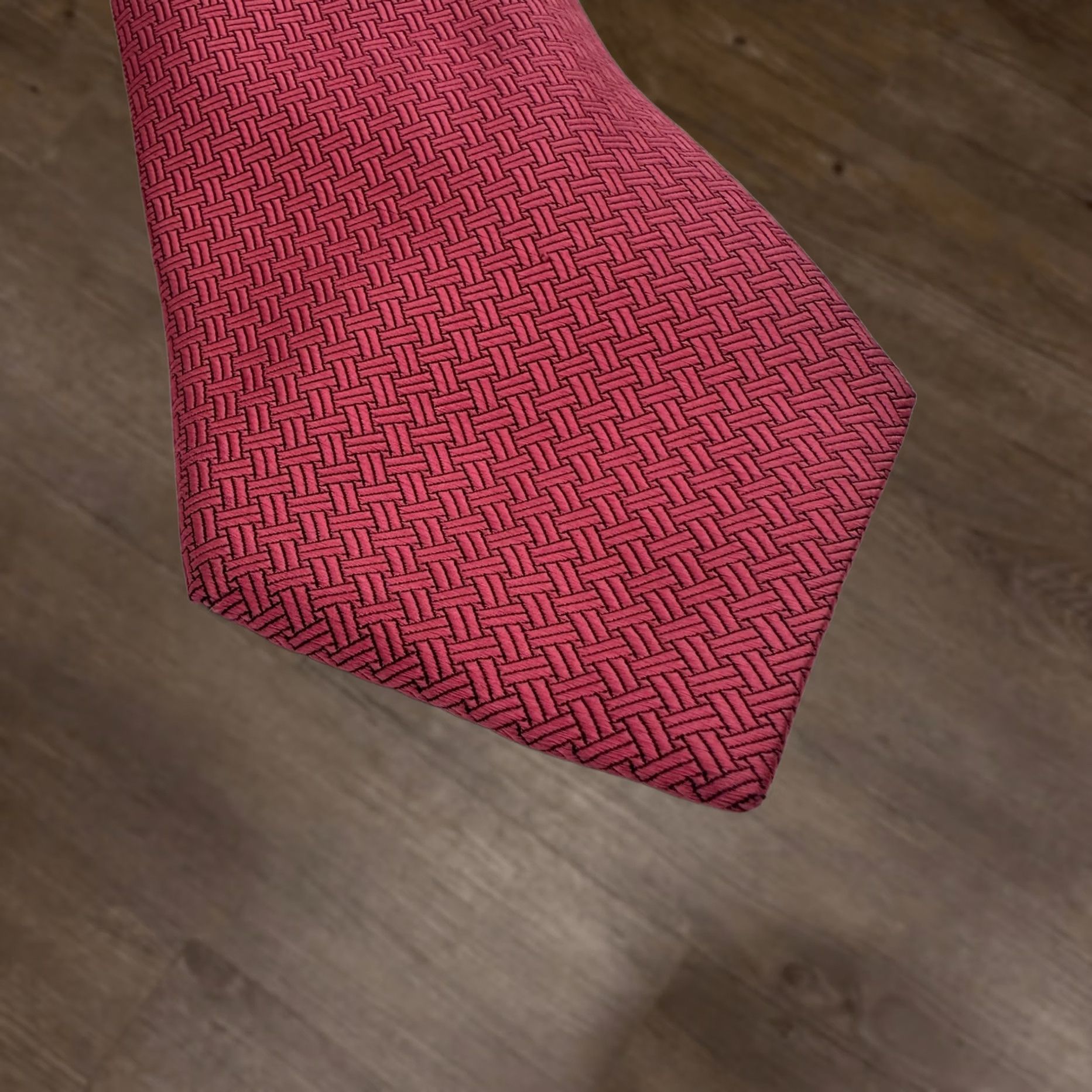 Asket T.M. Lewin Mens Necktie Red Basket Weave Geometric Pattern All Silk Tie One Size Size ONE SIZE - 1 Thumbnail