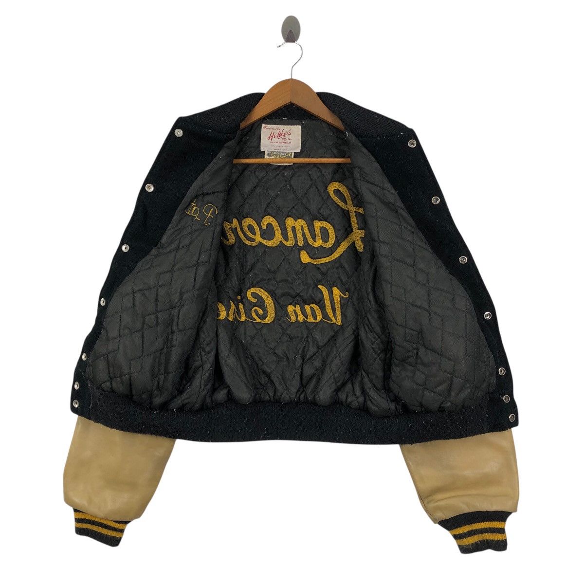 Vintage Vintage HUTCHERS SPORTSWEAR USA Wool Leather Bomber Jacket Size US XXL / EU 58 / 5 - 4 Thumbnail
