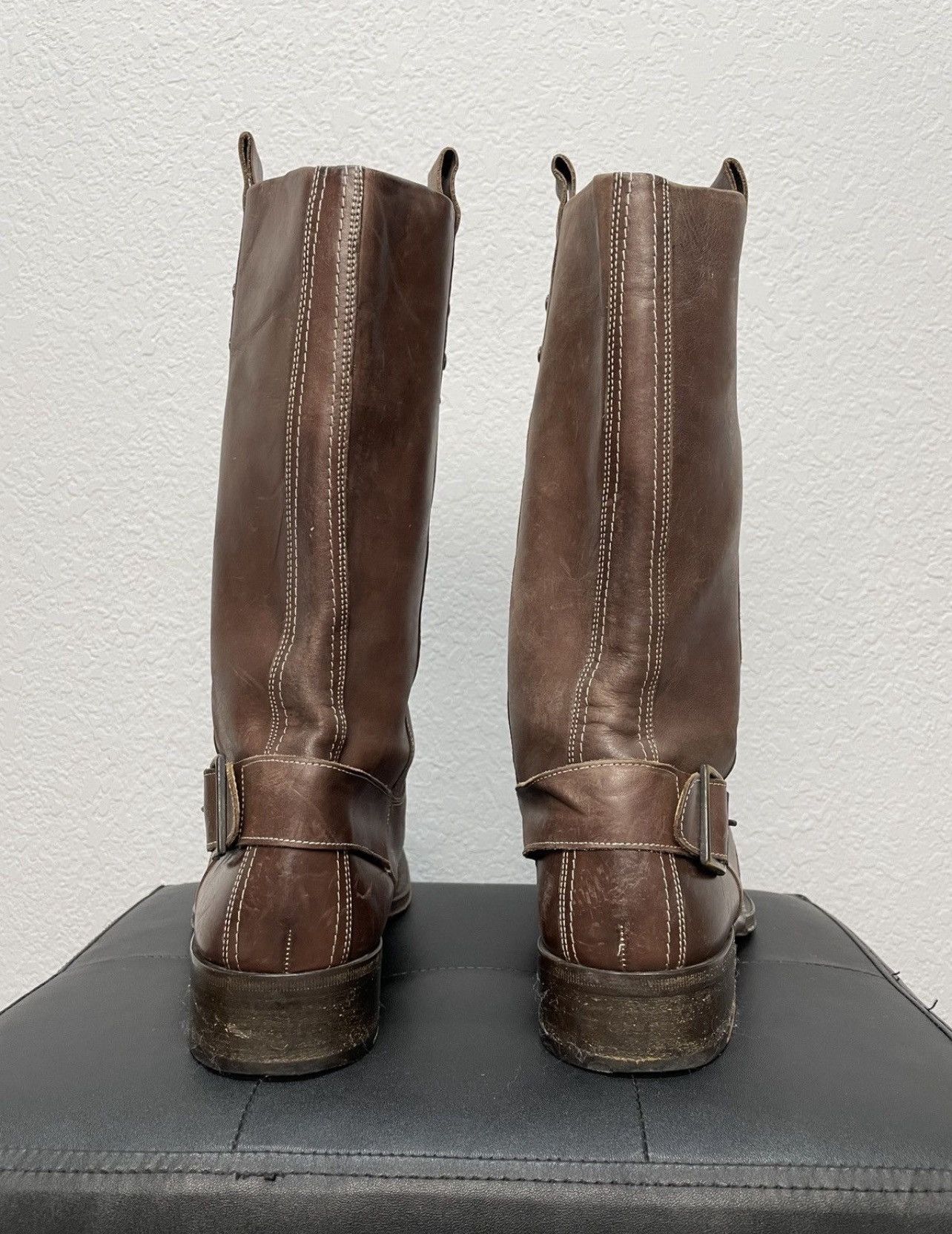 If Six Was Nine Vintage AS 98 Guidi Style High Leather Biker Boots Size US 9.5 / EU 42-43 - 11 Thumbnail
