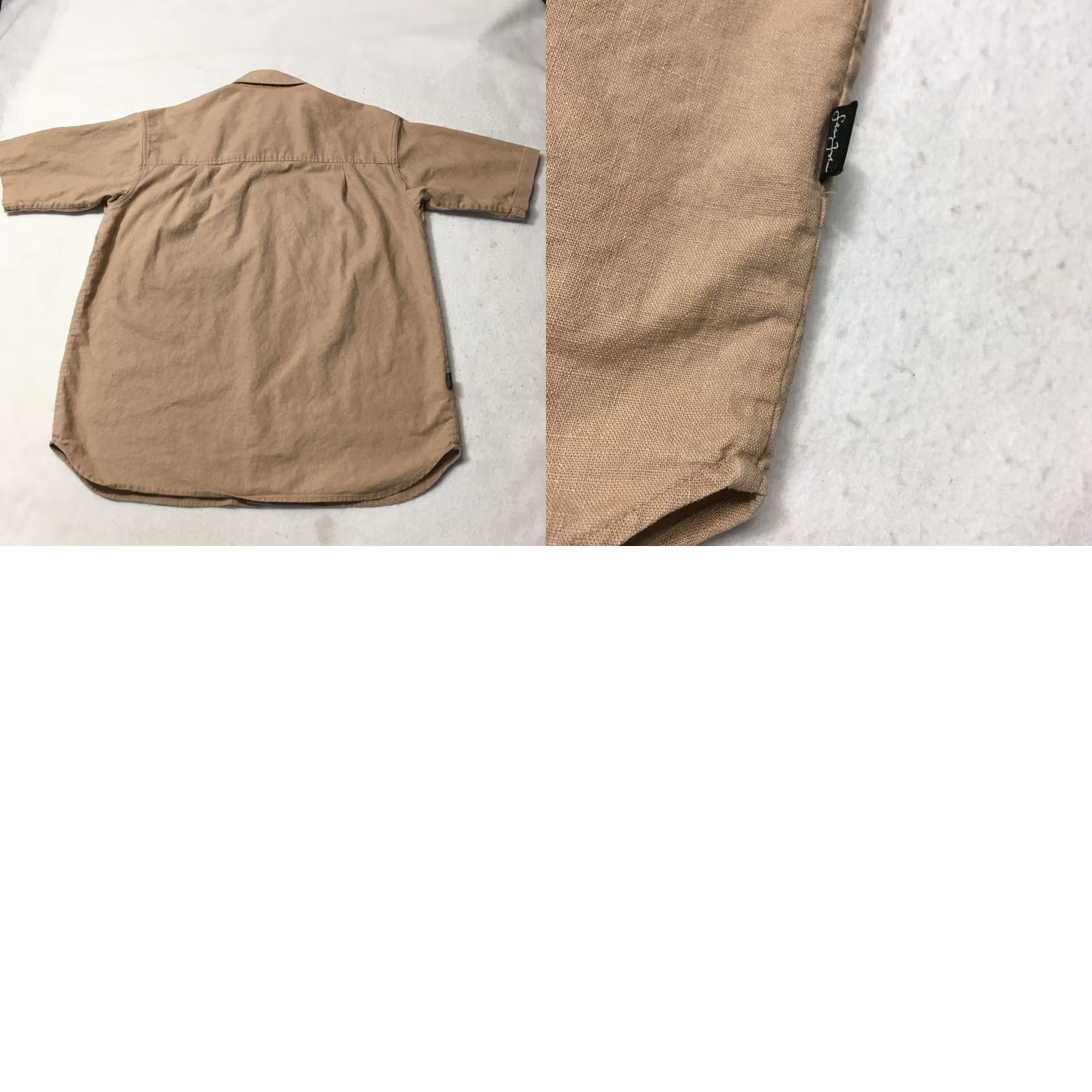 Sean John Sean John Mens Shirt Short Sleeve Button Front Linen Cotton Khaki Canvas Beige Size US M / EU 48-50 / 2 - 8 Thumbnail