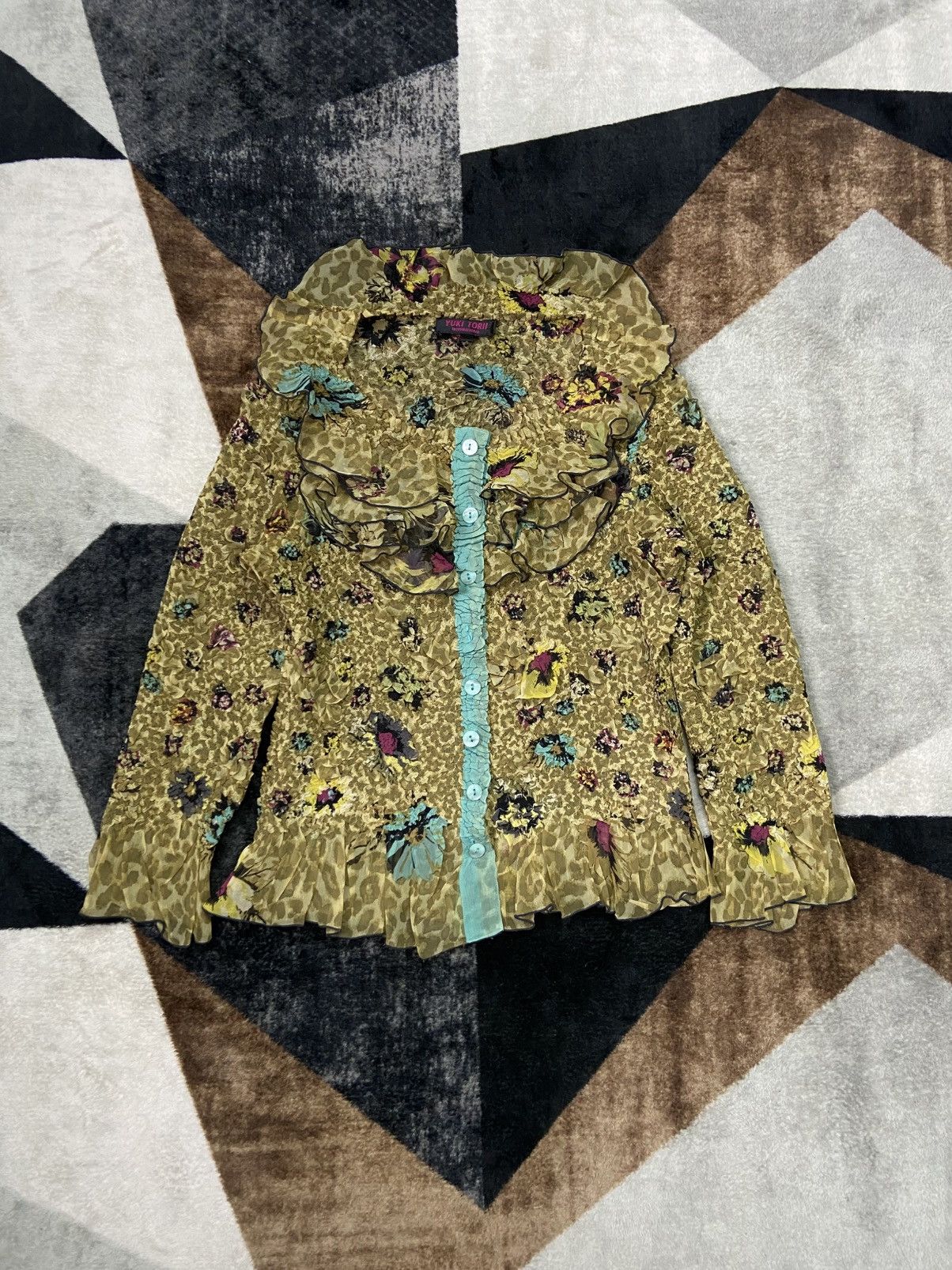 Pleats Please Issey Miyake Yuki Torii International Crinkle Floral Sheer Blouse Size M / US 6-8 / IT 42-44 - 5 Thumbnail