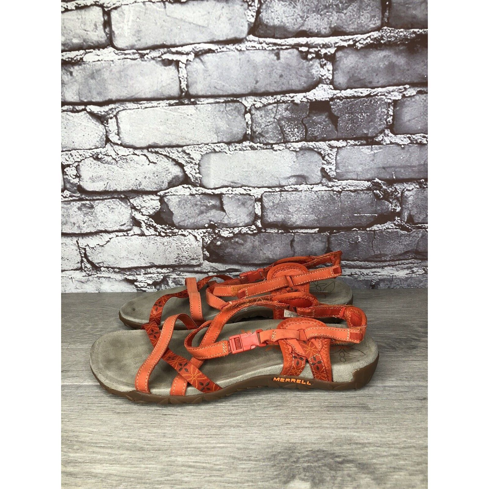 Merrell Merrell Terran Lattice Orange Strappy Hook & Loop Sandals Wo Size US 10 / IT 40 - 14 Thumbnail