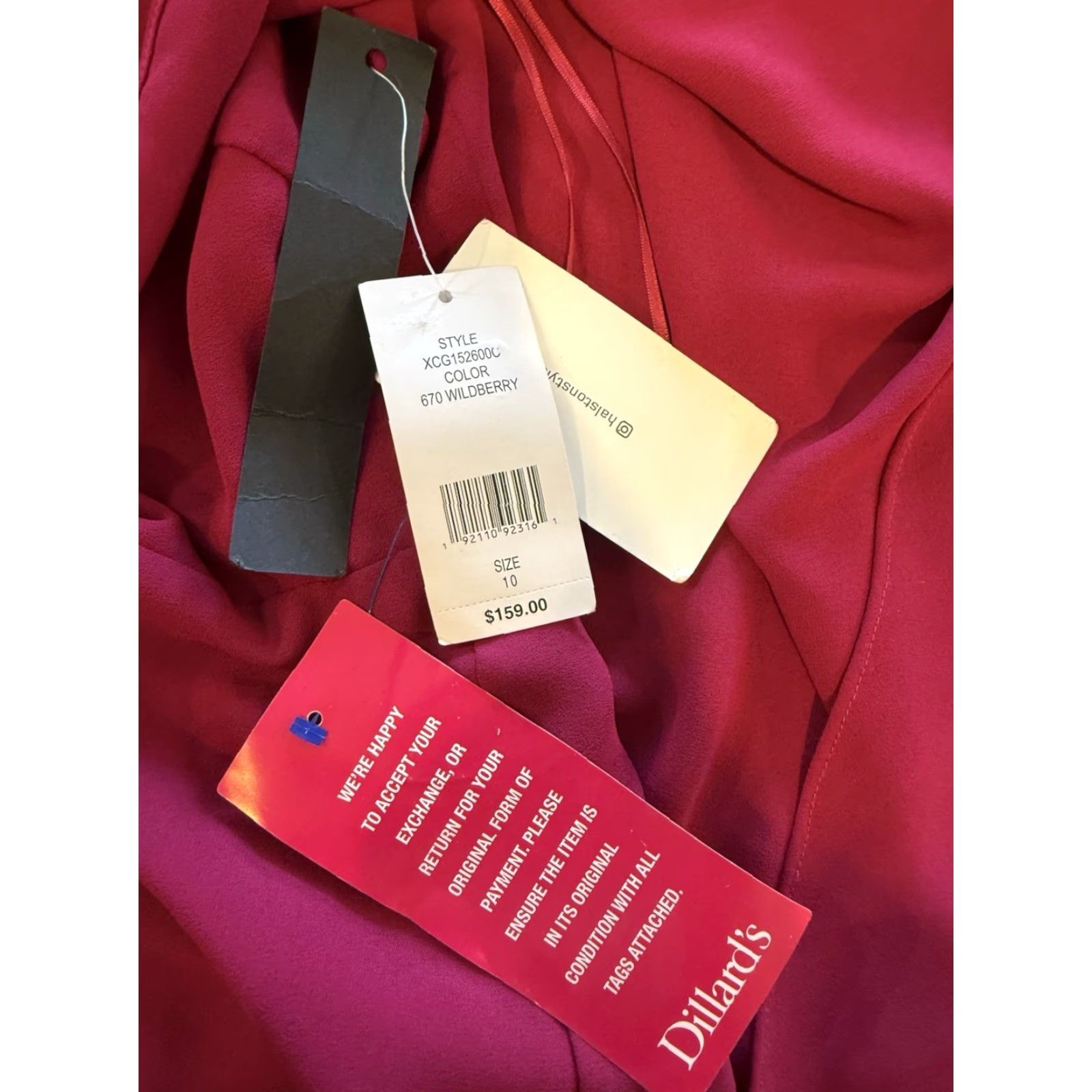Vintage H HALSTON Dark Pink Wild Berry Cape Sleeve Dress 10 Cocktail Wedding Womens Short Sheath New with Tags Size L / US 10 / IT 46 - 6 Thumbnail
