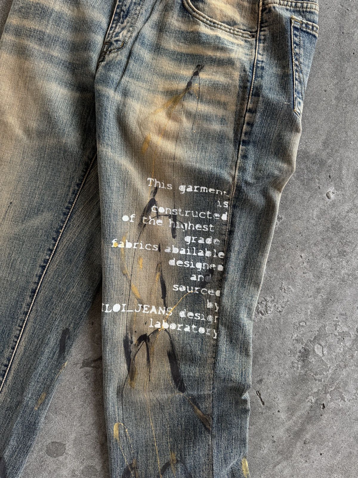 Japanese Brand Iloi Jeans Distressed Mudwash Splatter Denim Pants Size US 31 - 2 Thumbnail