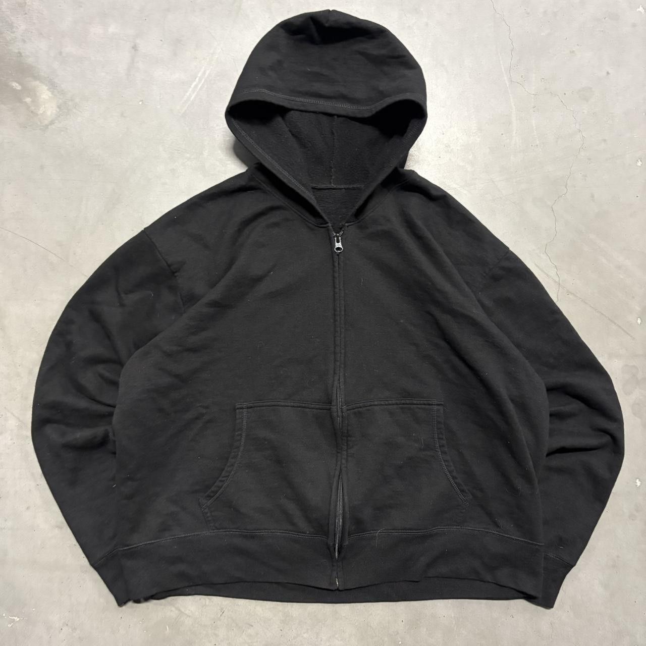 Vintage Crazy Vintage Y2K/2000s Blank Black Minimalist Essential Zipup Hoodie! Size US XXL / EU 58 / 5 - 1 Thumbnail
