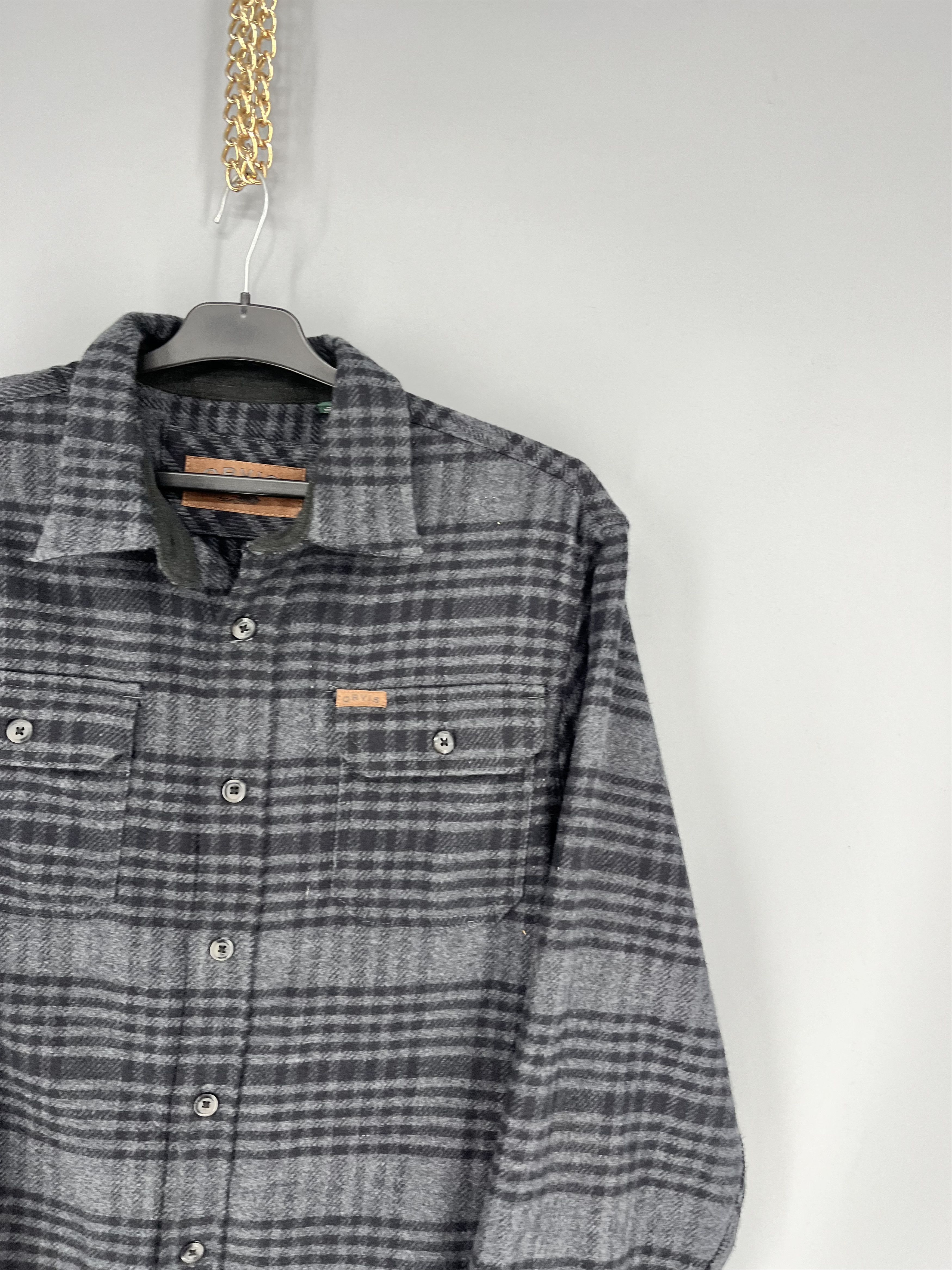 Orvis Orvis Thick Flannel Button Front Shirt Grey Plaid Mens M Size US M / EU 48-50 / 2 - 5 Thumbnail