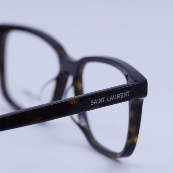 Saint Laurent Paris Saint Laurent SL458/F 002 Eyeglasses Dark Havana 55mm Size ONE SIZE - 6 Thumbnail