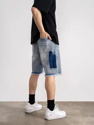 Japanese Brand VIBE Street hip hop patchwork washed skateboard denim shorts Size US 32 / EU 48 - 1 Thumbnail