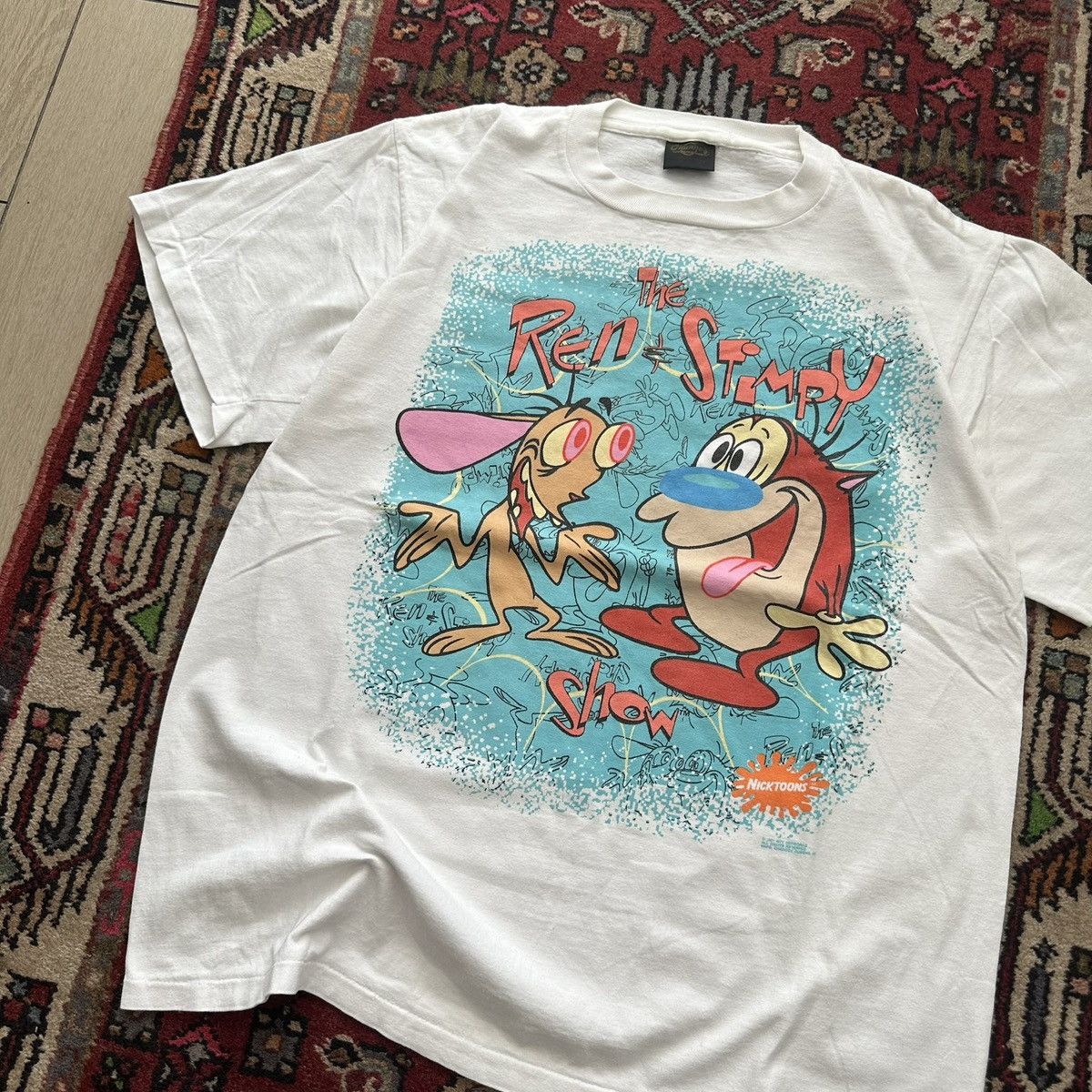 Vintage Vintage 1991 Ren & Stimpy Nickelodeon Graphic Tee Size US XL / EU 56 / 4 - 2 Thumbnail