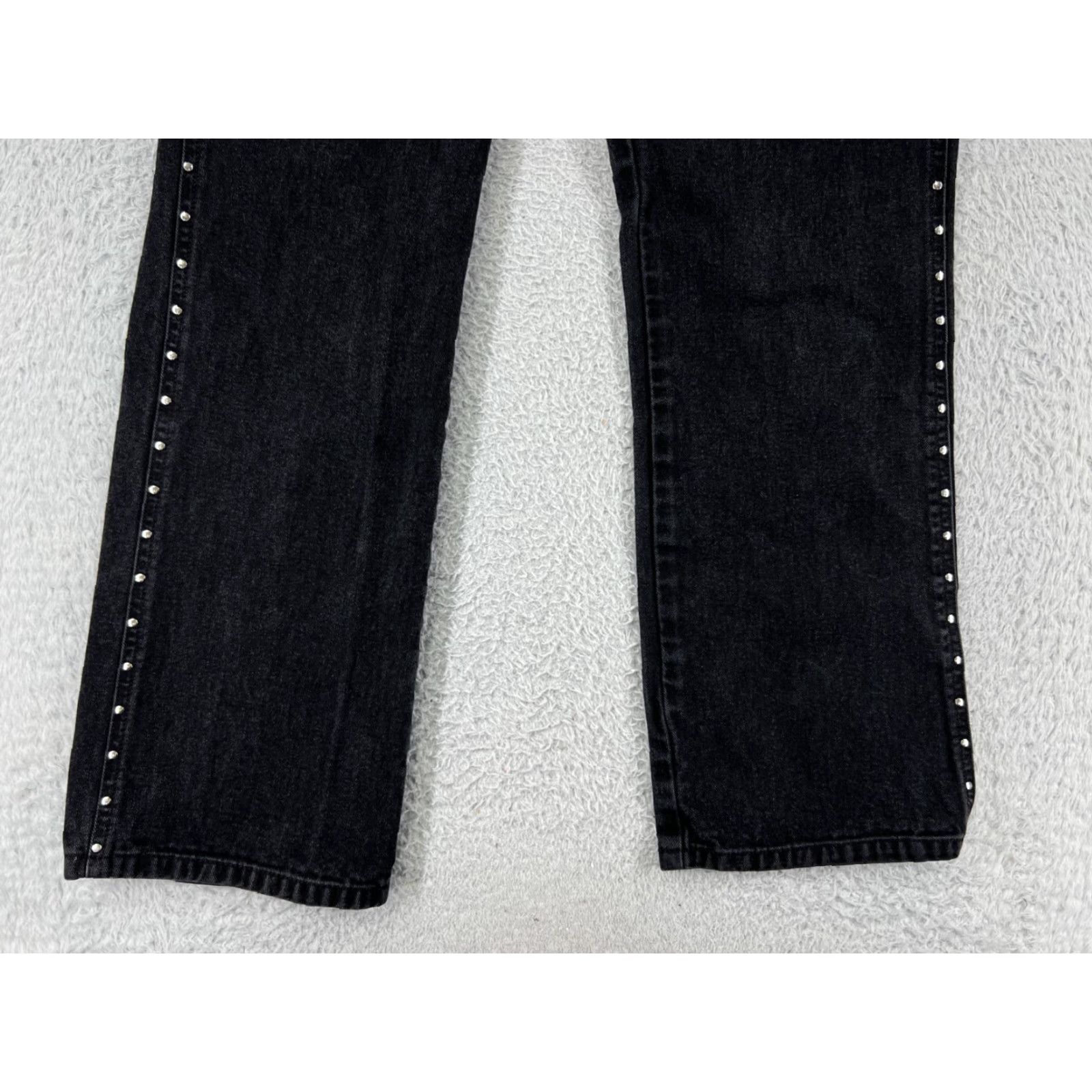 Vintage Style&co. Jeans Womens 10P Black Denim Straight Leg 100% Cotton Studded 5-Pocket Design Size 32" / US 10 / IT 46 - 5 Thumbnail