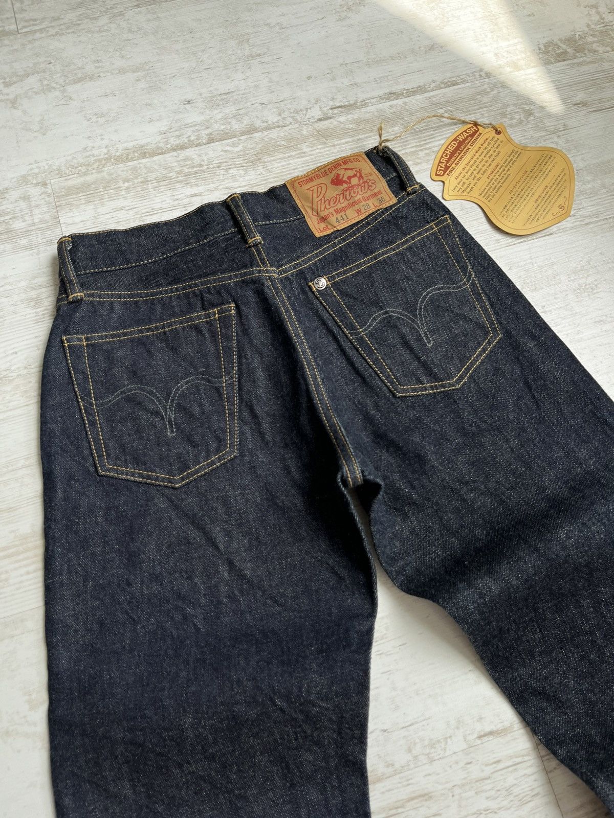 Japanese Brand Pherrows Stormy Blue Lot 441 Selvedge Blue Denim Jeans 28/36 Size US 28 / EU 44 - 3 Thumbnail