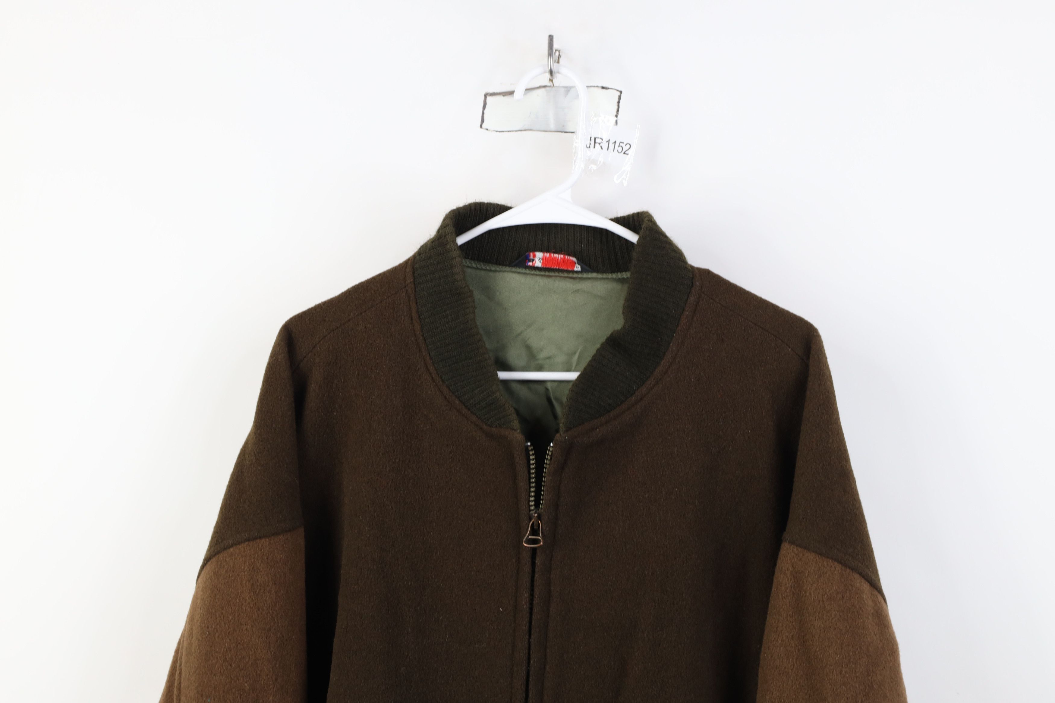 Vintage Vintage 90s Streetwear Block Wool Bomber Jacket Earth Tone Size US XL / EU 56 / 4 - 2 Thumbnail