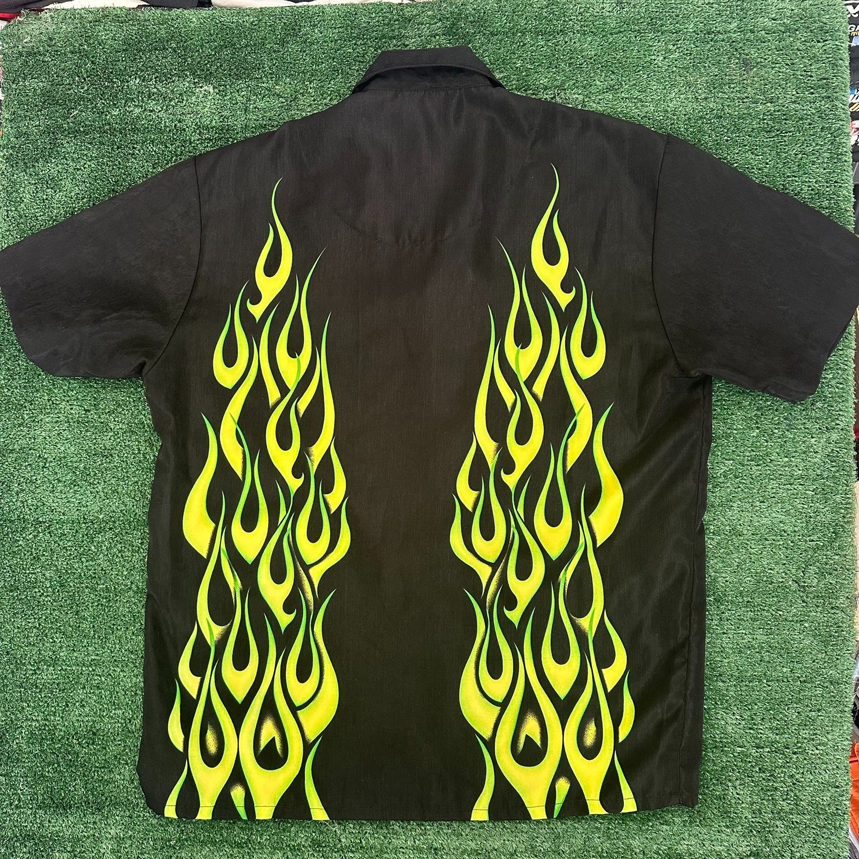 Vintage Vintage Y2K Sapphire Lounge Neon Flame Shirt Cyber Goth Skat Size US M / EU 48-50 / 2 - 6 Thumbnail