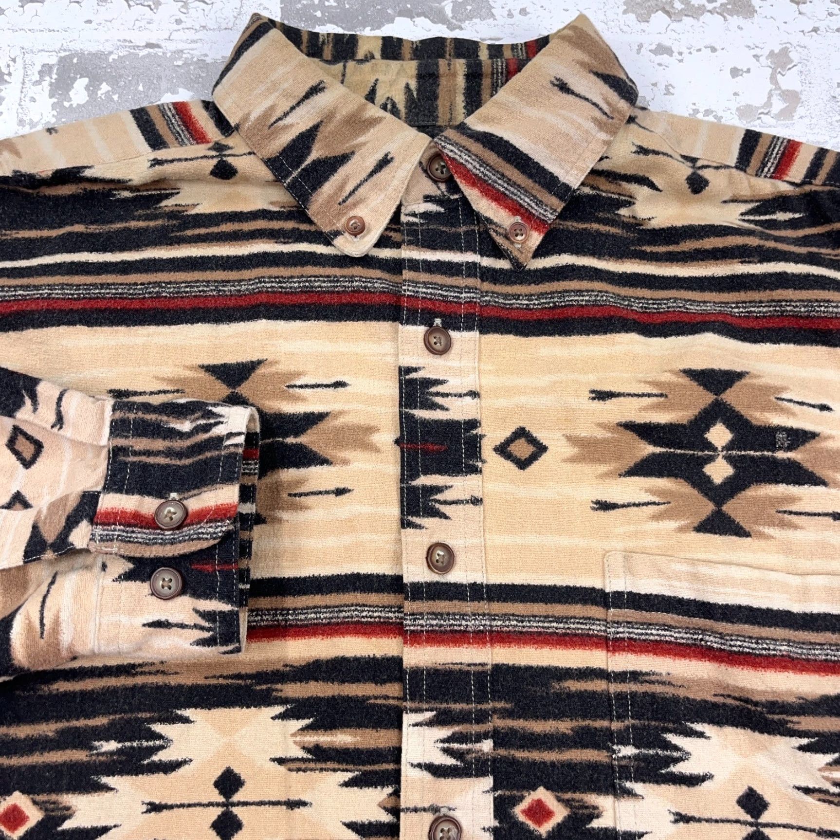 CLOT Woods & Water Shirt Men L Brown Button Up Chamois Cotton Aztec Southwestern Geometric Size US L / EU 52-54 / 3 - 2 Thumbnail