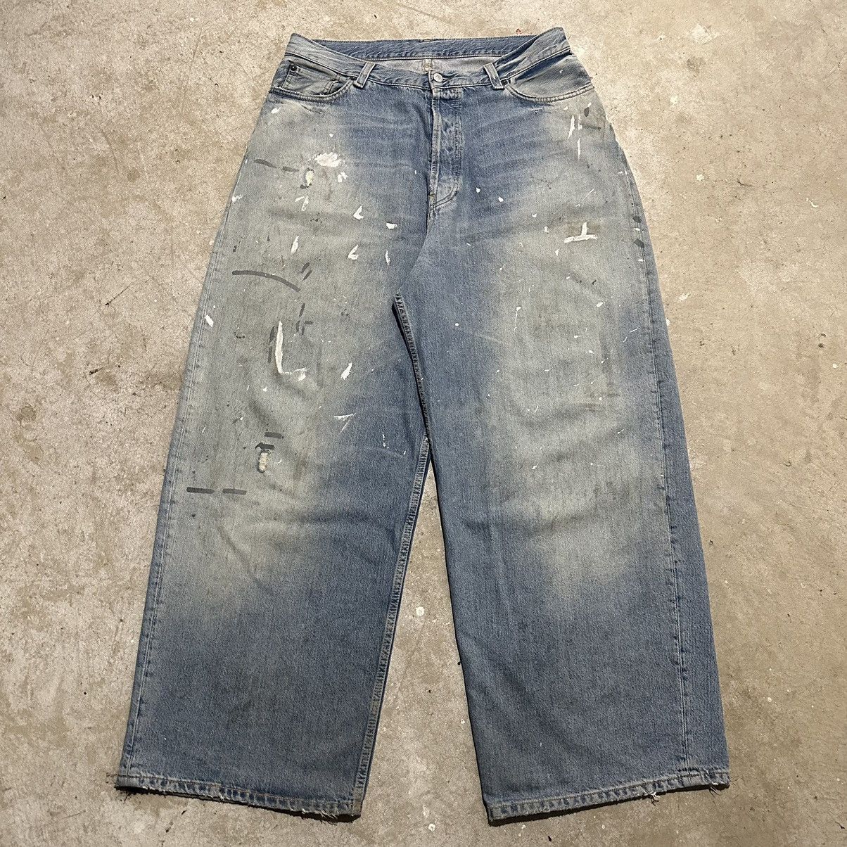 Pre-owned Acne Studios 2023 Baggy Wideleg Trefalgar Painted Jeans 34