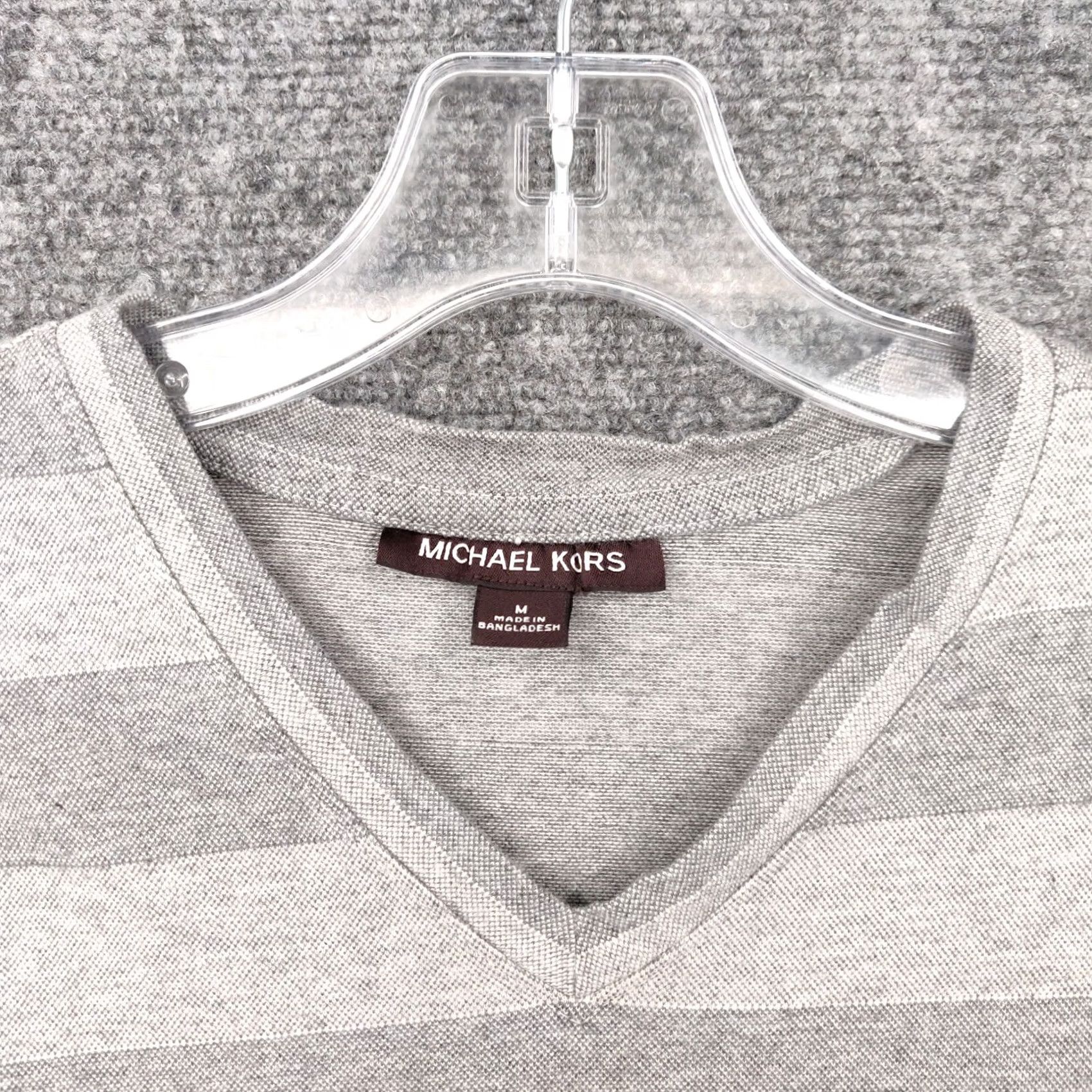 Michael Kors Michael Kors Shirt Mens M Gray Striped Neck Short Sleeves Casual Size US M / EU 48-50 / 2 - 4 Thumbnail