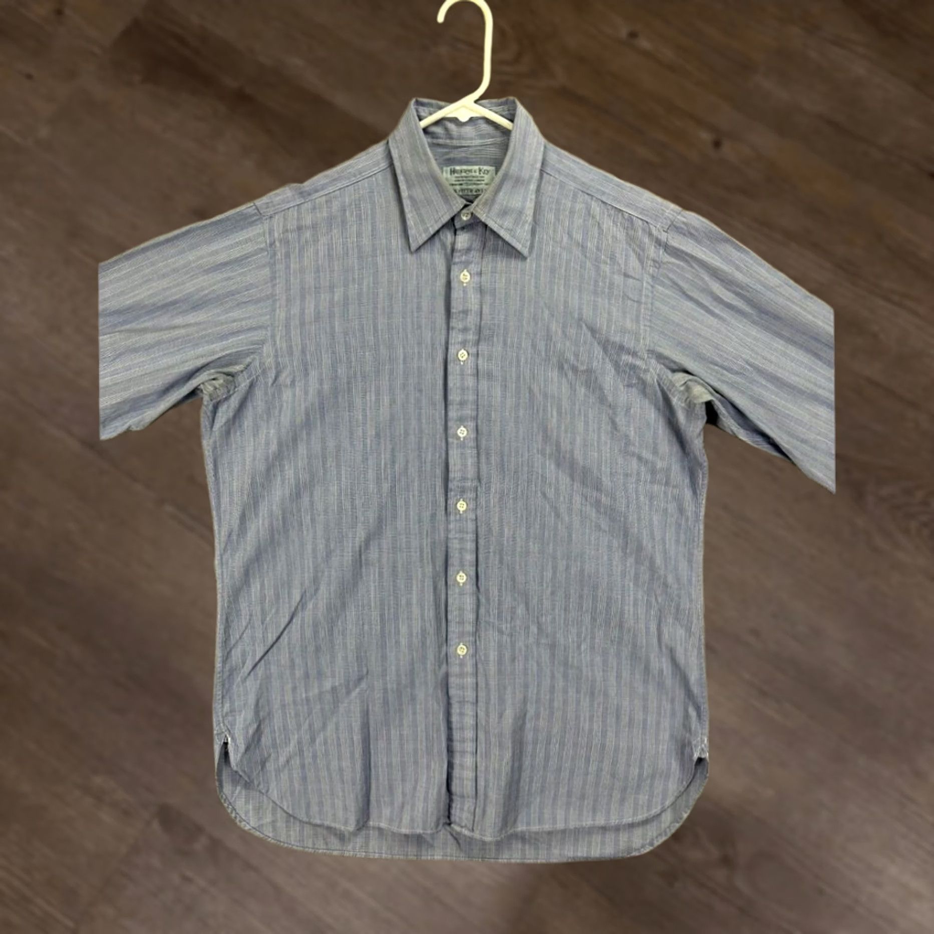 Vintage Hilditch & Key Dress Shirt Mens 15.5R Light Blue Plaid Long Sleeve Button Up Shirt Size 42R - 1 Thumbnail