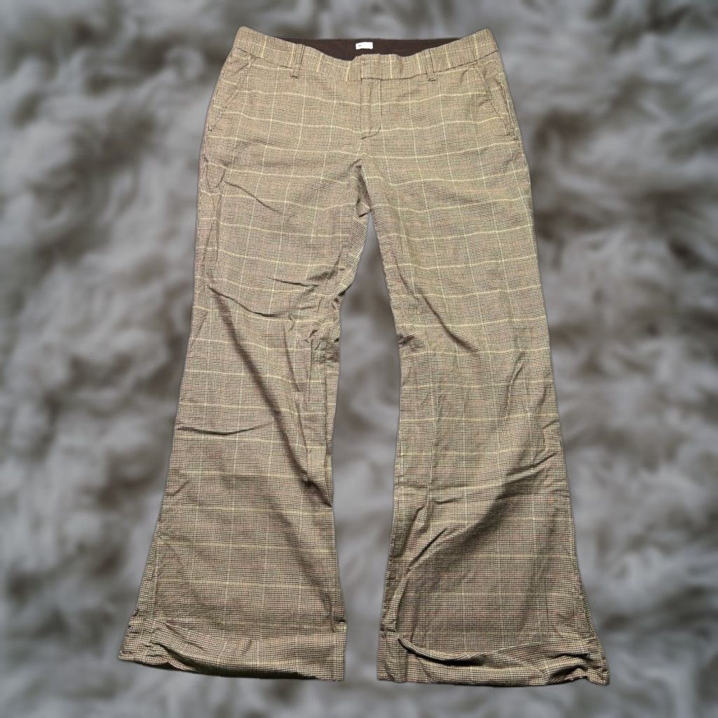 Gap VINTAGE Gap Stretch Womens 14 Brown Houndstooth Wide-Leg Cuffed Trousers Size 36" / US 14 / IT 50 - 1 Thumbnail