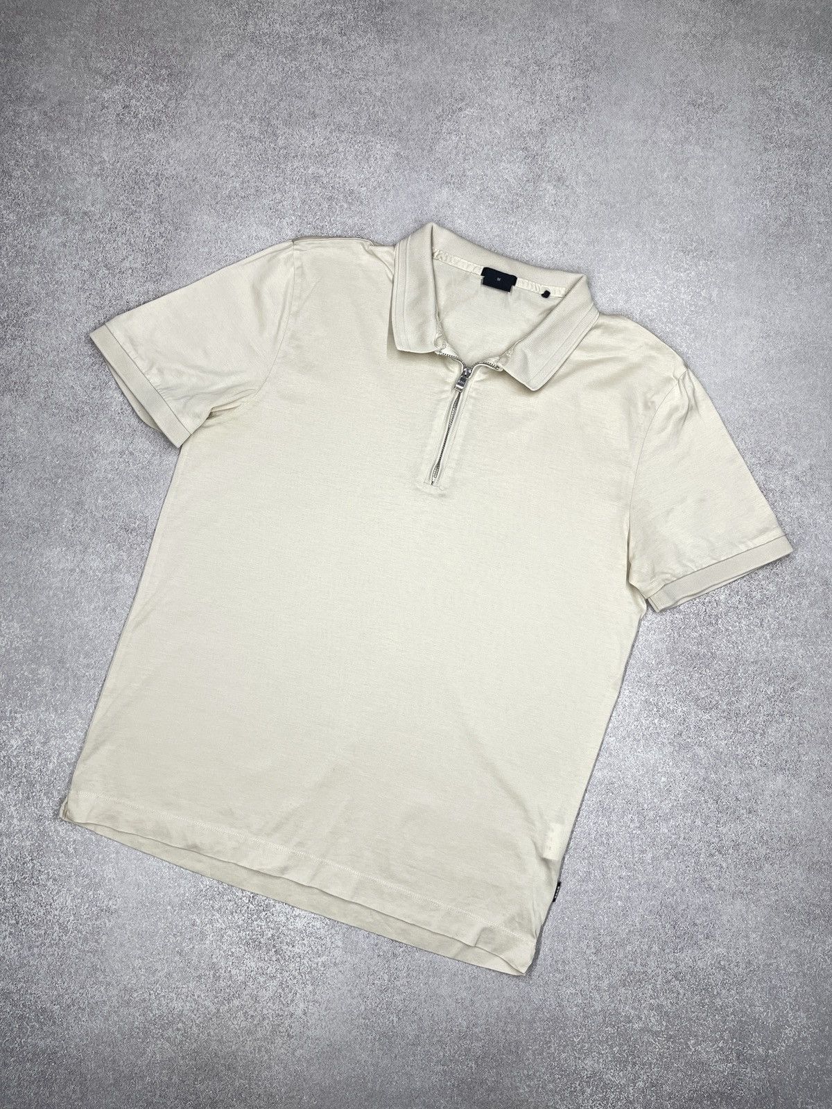 Hugo Boss Mens Hugo Boss Polston Zip Polo Beige Y2K Size M Size US M / EU 48-50 / 2 - 1 Thumbnail