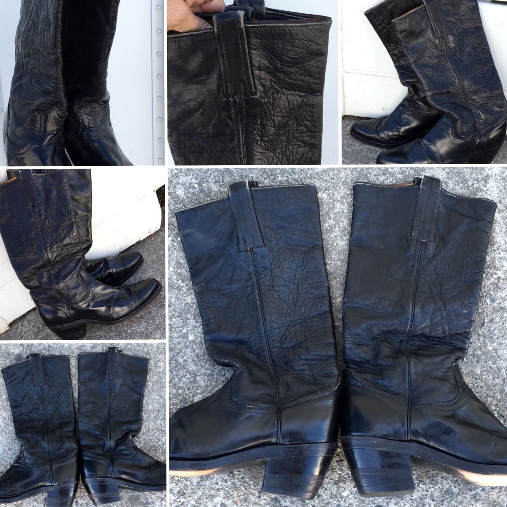 Frye VINTAGE Frye Boots Western Cowboy Leather Made In USA 6 1/2 E 9M14076 Black Mens Women’s Size US 7 / EU 40 - 6 Thumbnail