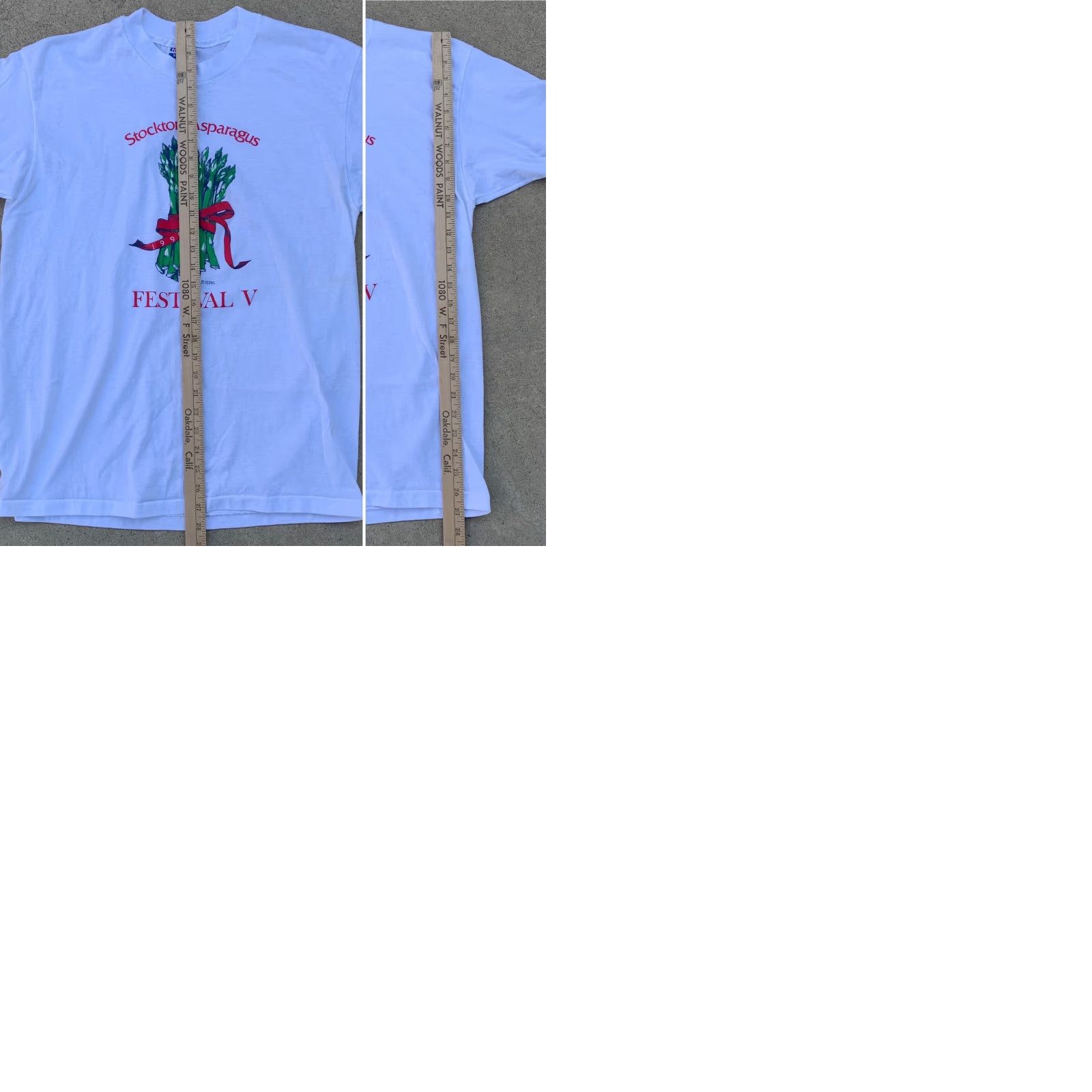 Hanes VINTAGE Hanes Stockton Asparagus Festival V T-Shirt L White 1990s Mens Graphic Tee Short Sleeve Made In USA Size US L / EU 52-54 / 3 - 9 Thumbnail