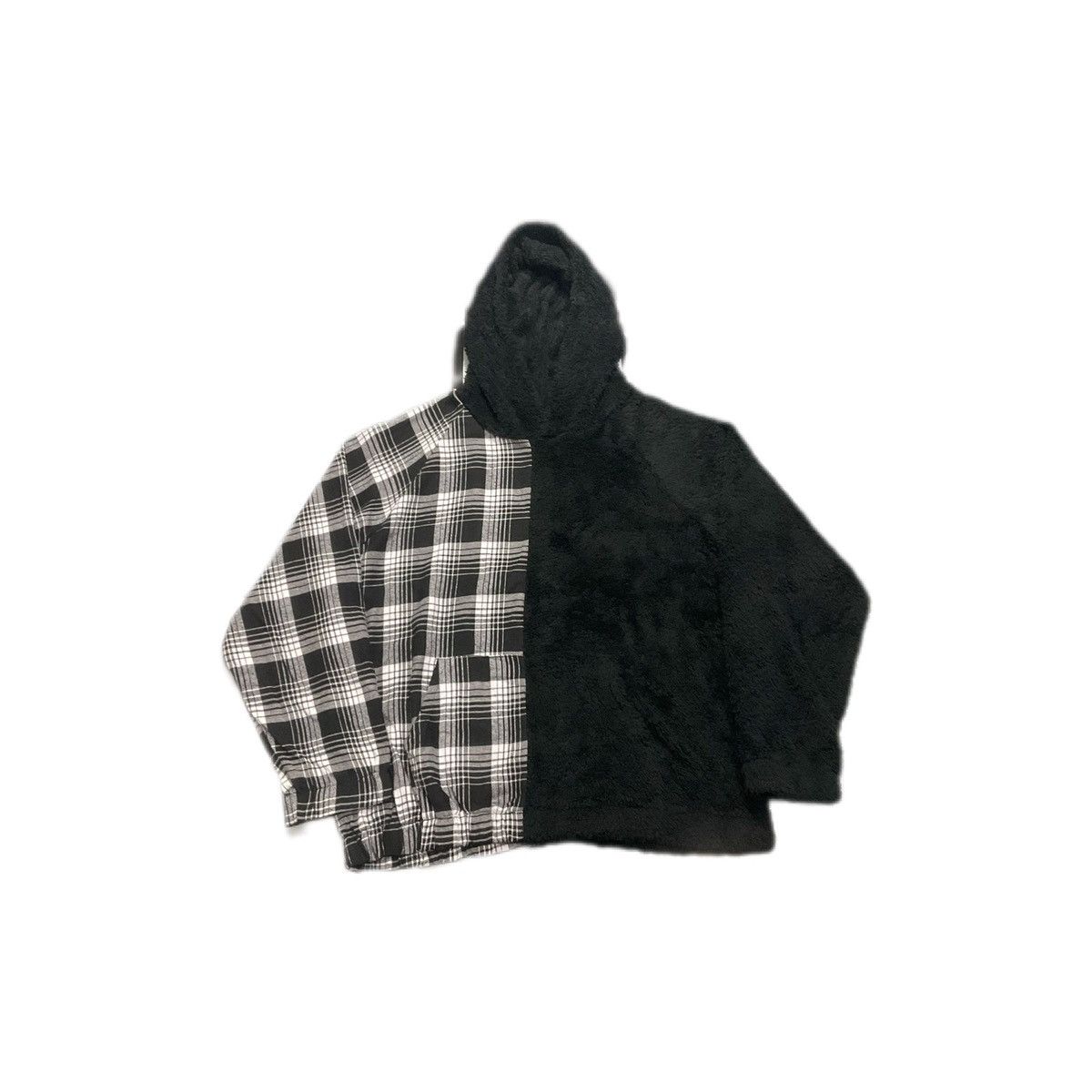 image of Hysteric Glamour x If Six Was Nine Shein Split Hoodie Flannel Faux Fur Lgb Style in Black Flannel (