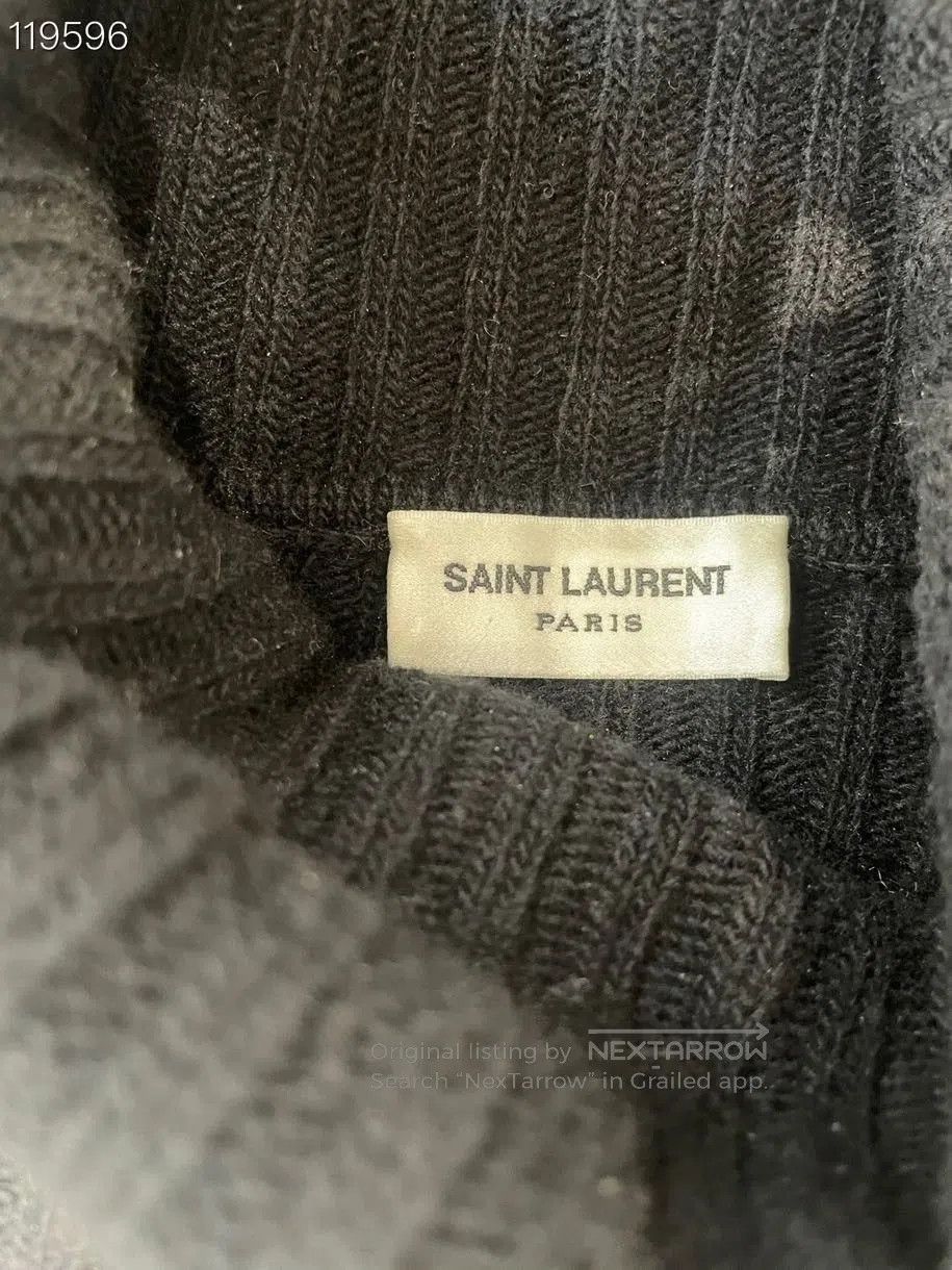 Yves Saint Laurent YSL Black Small Logo Turtleneck Sweater L. Size L / US 10 / IT 46 - 3 Thumbnail