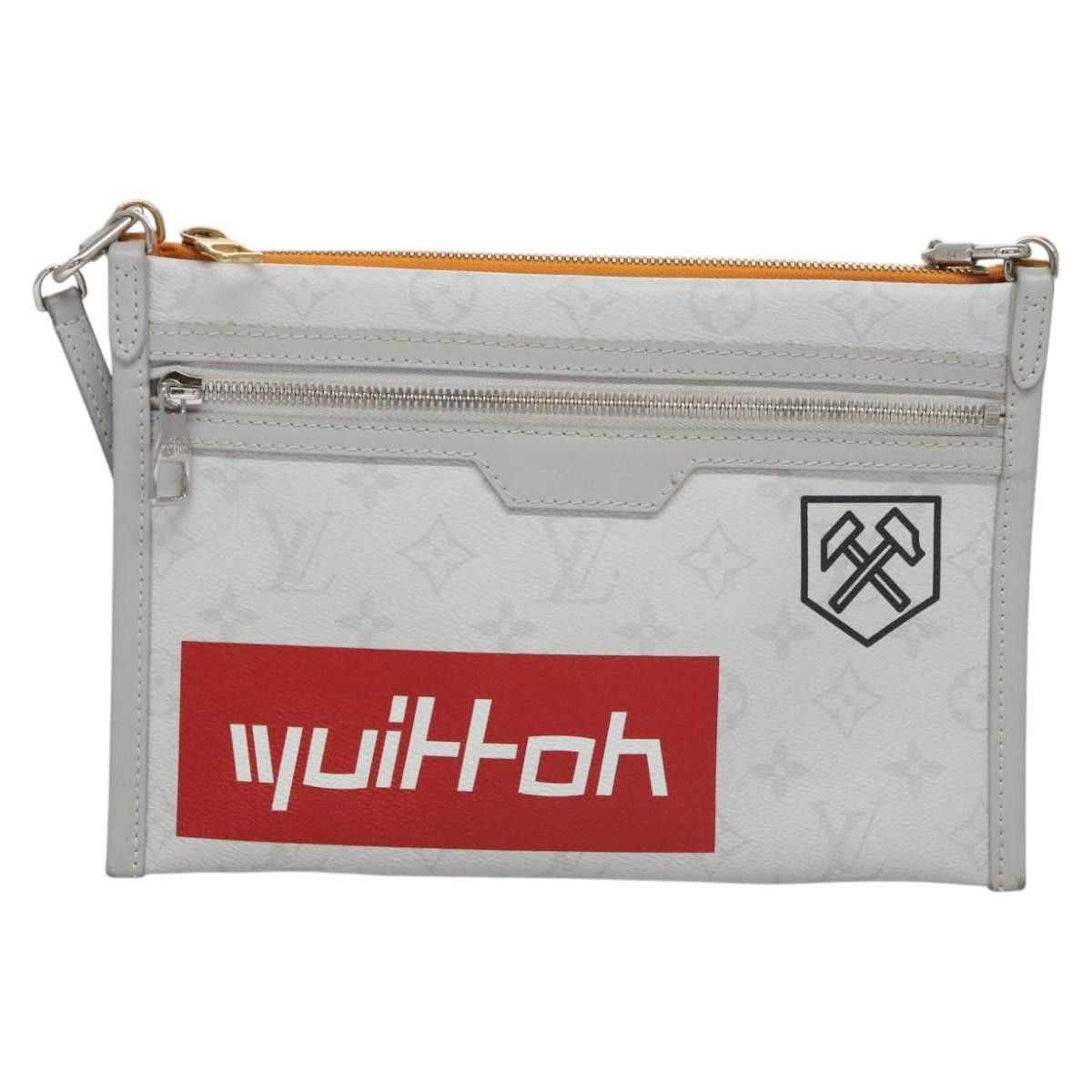 Louis Vuitton Flat Messenger Grey Canvas Shoulder Bag (Pre-Owned), Women's