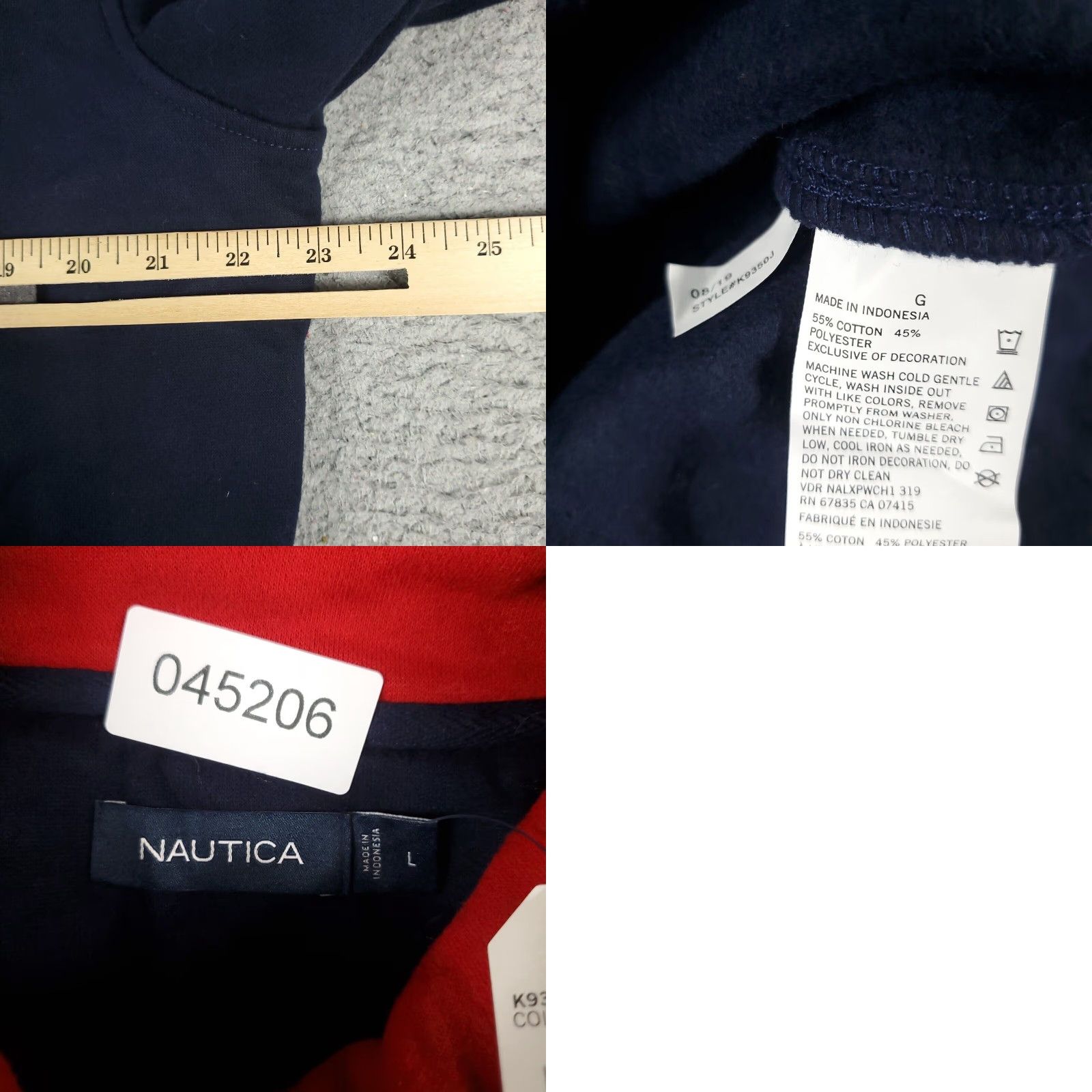 Nautica Nautica Mens Large Blue 1/4 Zip Pullover Sweater Size US L / EU 52-54 / 3 - 8 Thumbnail