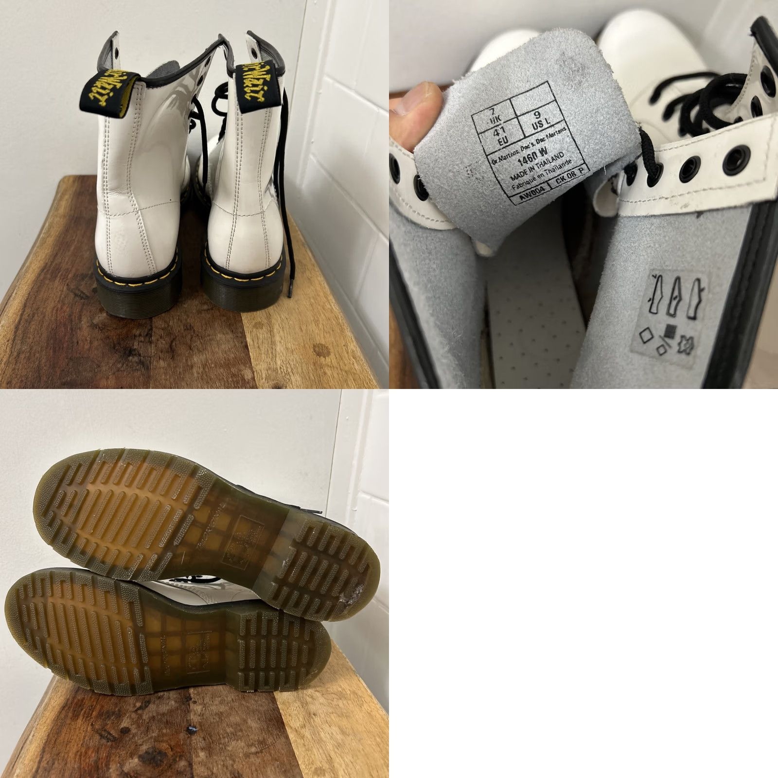 Dr. Martens VINTAGE Dr. Martens 1460 Boots Womens 9 White Patent Leather Lace Up 8 Eyelets Black Logo Combat Halloween? Size US 9 / IT 39 - 9 Thumbnail