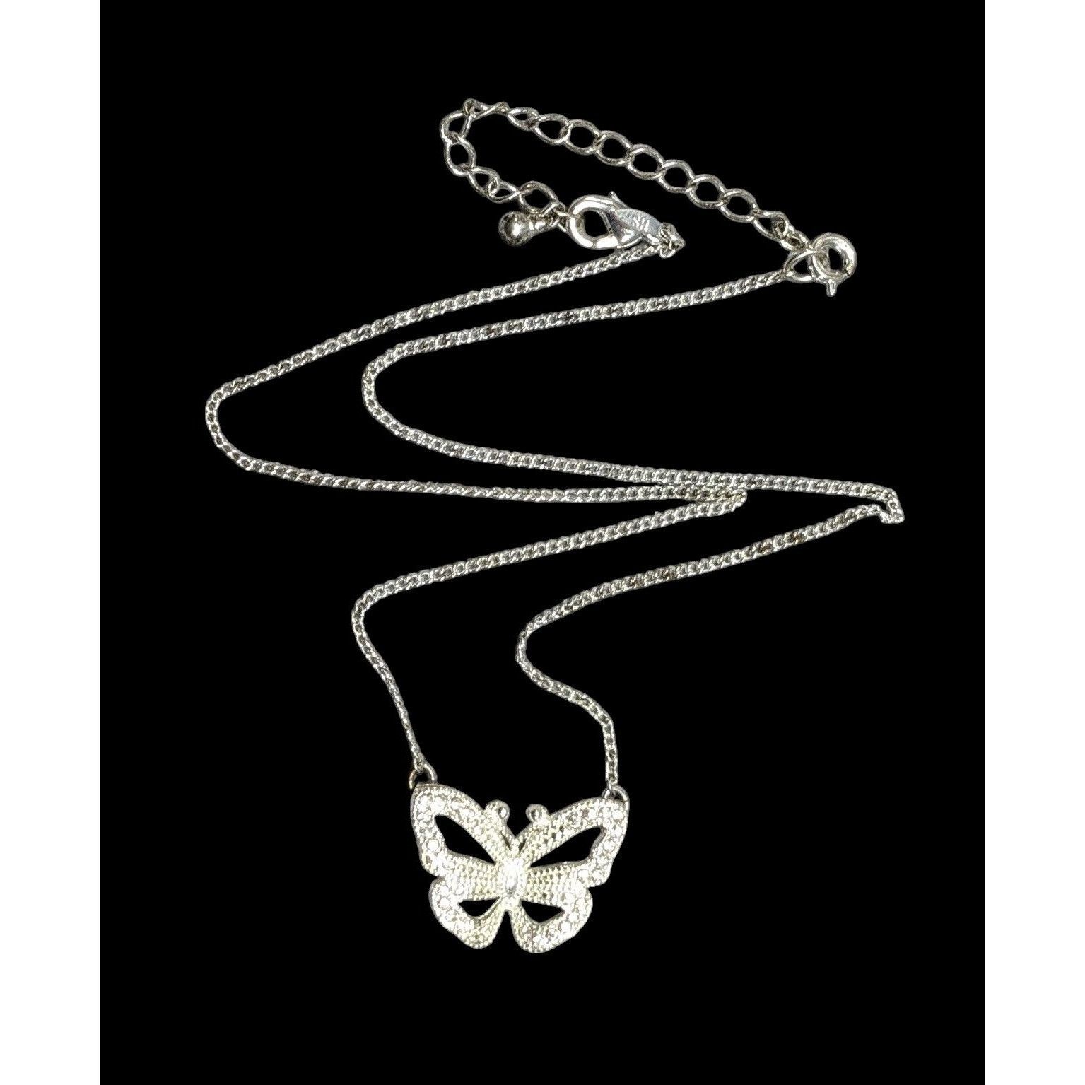 Other Vintage Avon Butterfly Silver Tone Rhinestone Necklace Size ONE SIZE - 1 Thumbnail