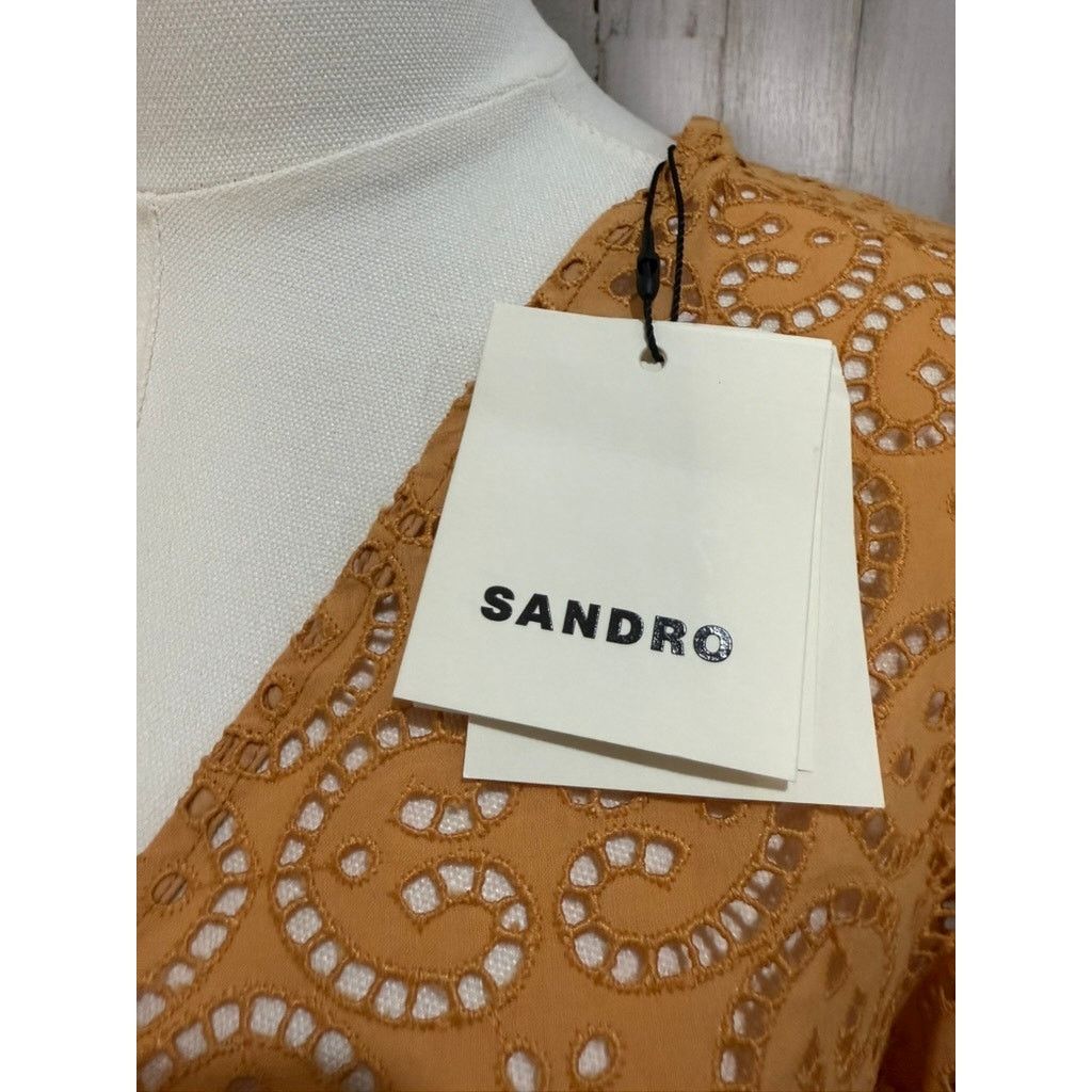 Sandro NWT Sandro Women's Orange Livio Tie Front Blouse Size 0 Size XXS / US 00 / IT 34 - 3 Thumbnail
