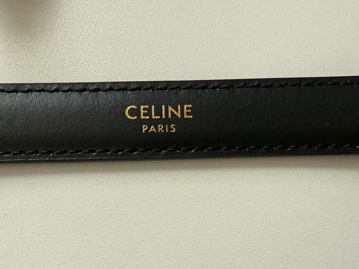 Celine CELINE Triomphe Leather Belt Black 75cm Size ONE SIZE - 4 Thumbnail