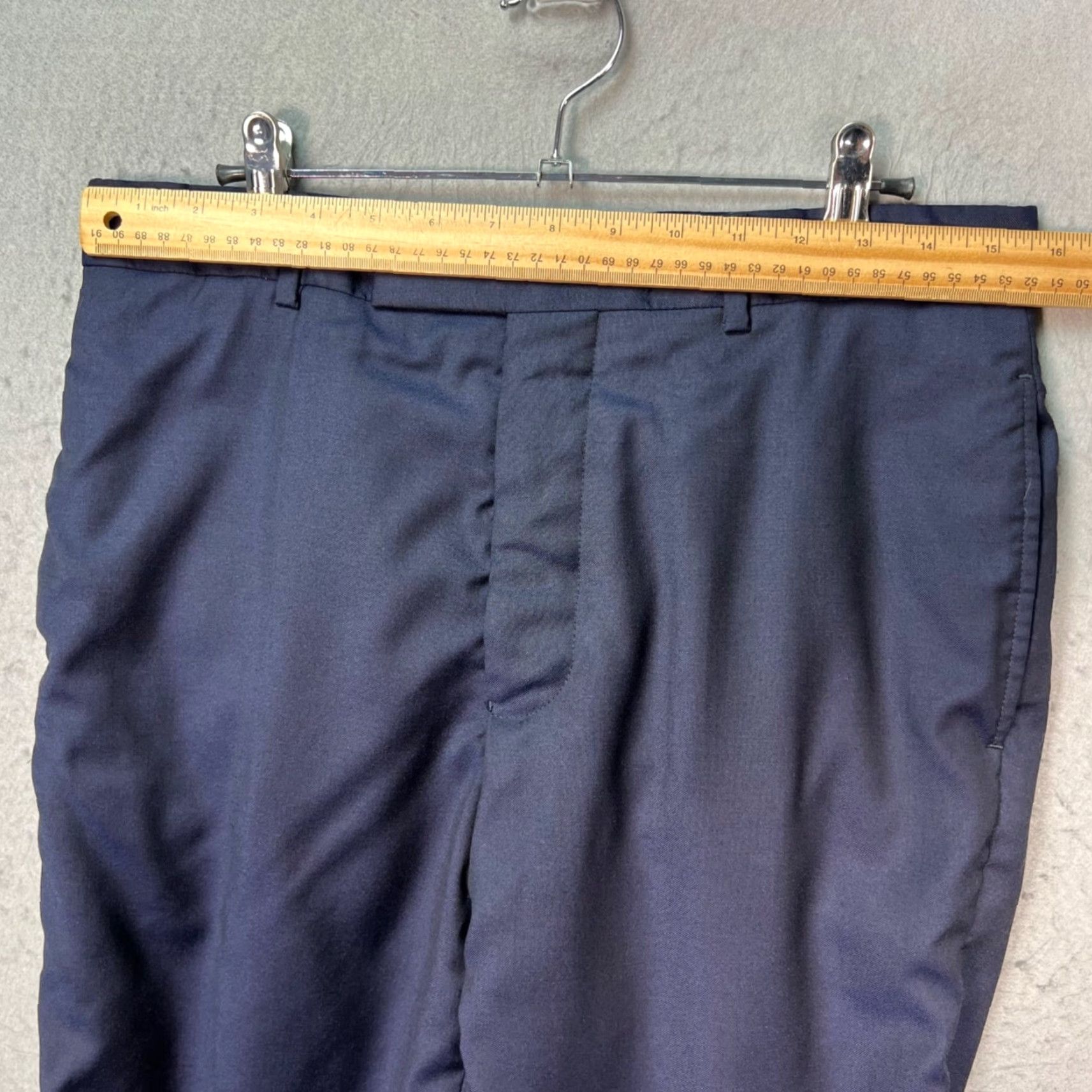 Vintage Officine Generale Mens 46 Blue Wool Dress Pants Tapered Leg Flat Front Regular Waist 31in Dress Pants Size US 30 / EU 46 - 5 Thumbnail