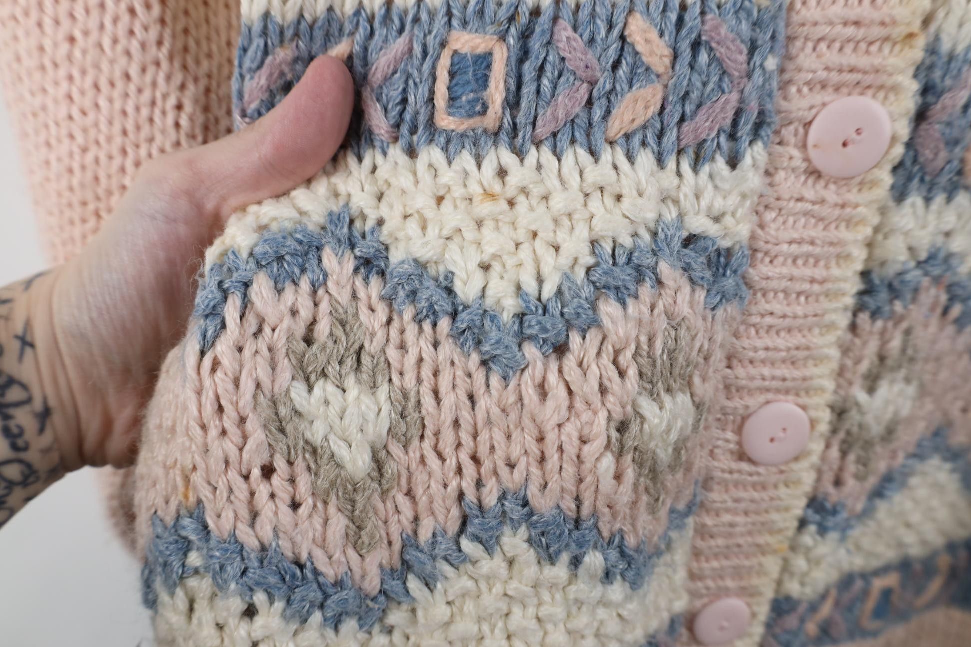 Vintage Vintage 90s Streetwear Babydoll Geometric Cardigan Sweater Size M / US 6-8 / IT 42-44 - 8 Thumbnail