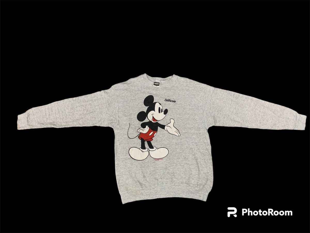 image of Disney x Mickey Mouse 90's Mickey Mouse Sweatshirt Mirror Print in Grey, Men's (Size Large)