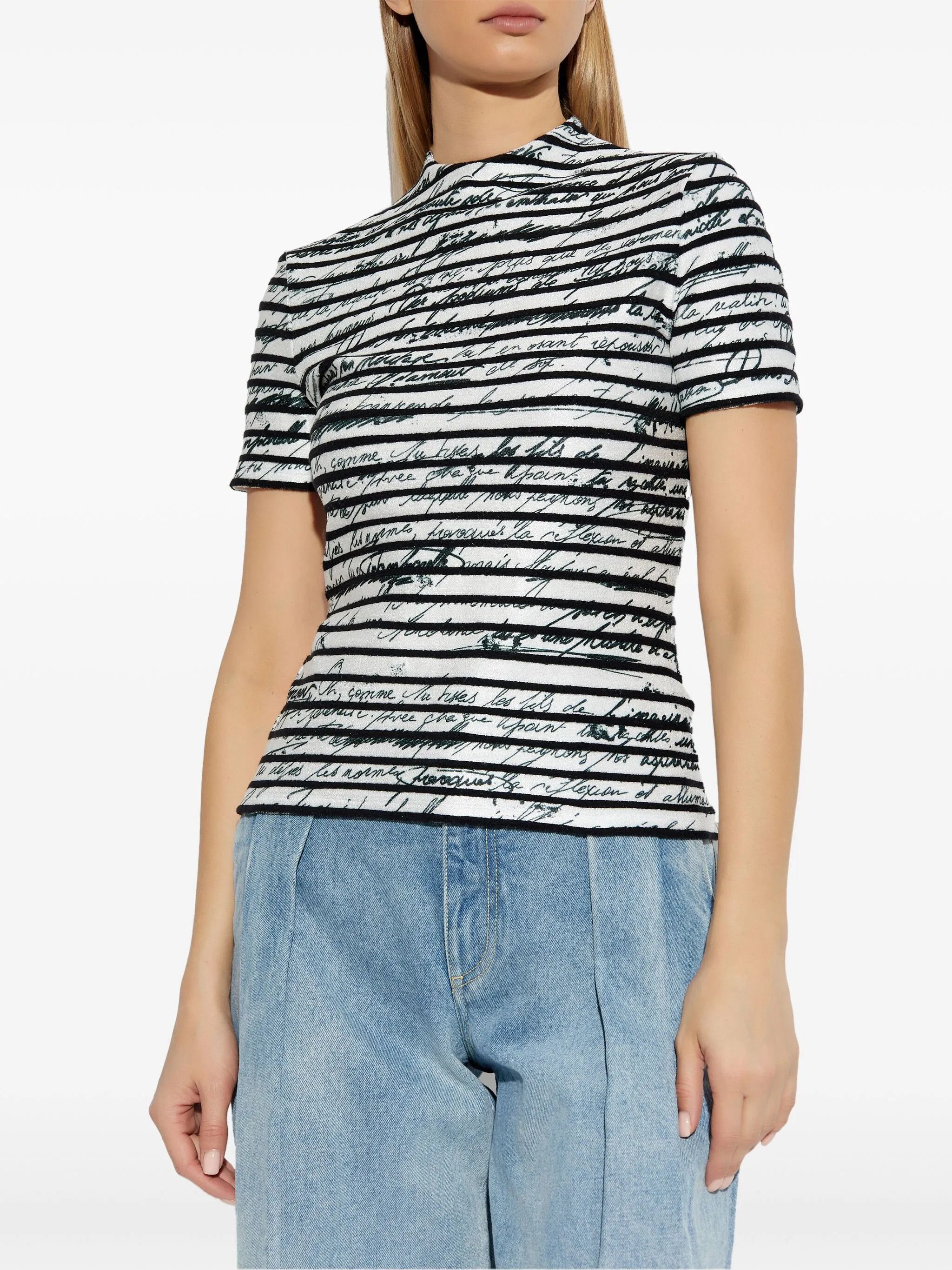 Balmain o1loc1c0526 Printed T-Shirt in White/Black Size XXS / US 00 / IT 34 - 3 Thumbnail