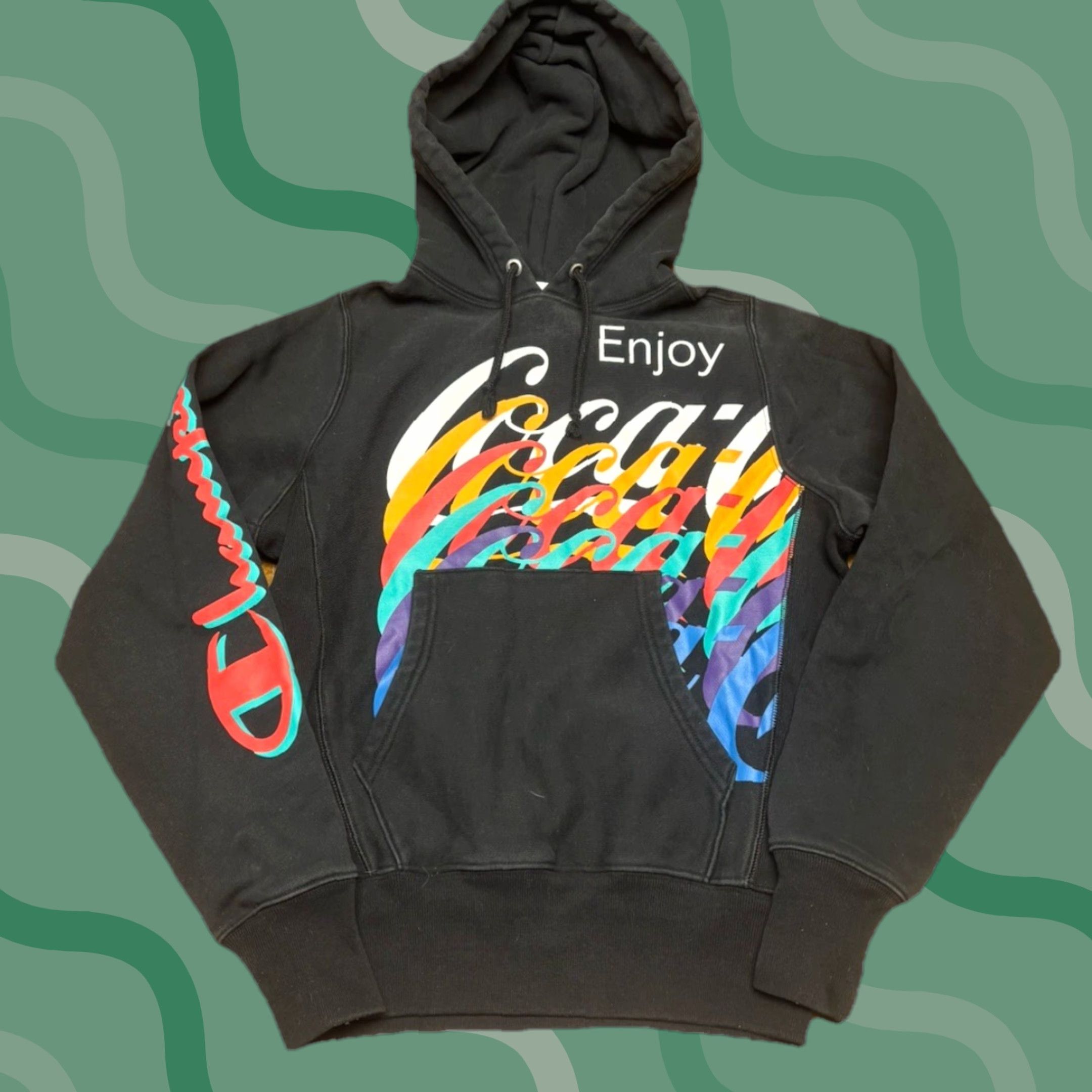 Champion VINTAGE Champion X Coca-Cola Mens XS Hoodie Pullover Reversible Black Crossbody? Size US XS / EU 42 / 0 - 1 Thumbnail