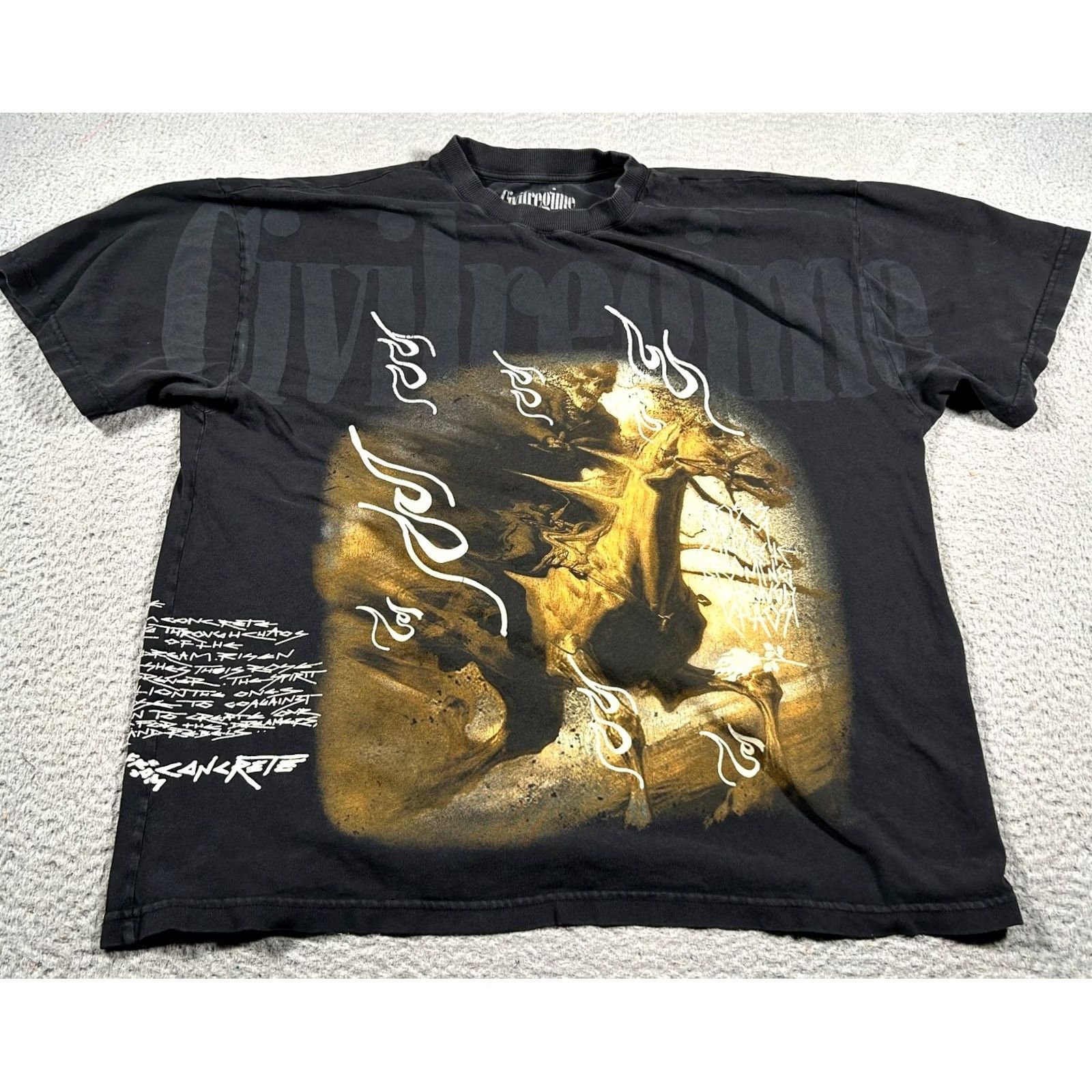Vintage Civil Regime Roses From Concrete T-Shirt Men Black Graphic Print Crew Neck Short Sleeve L Size US L / EU 52-54 / 3 - 2 Thumbnail