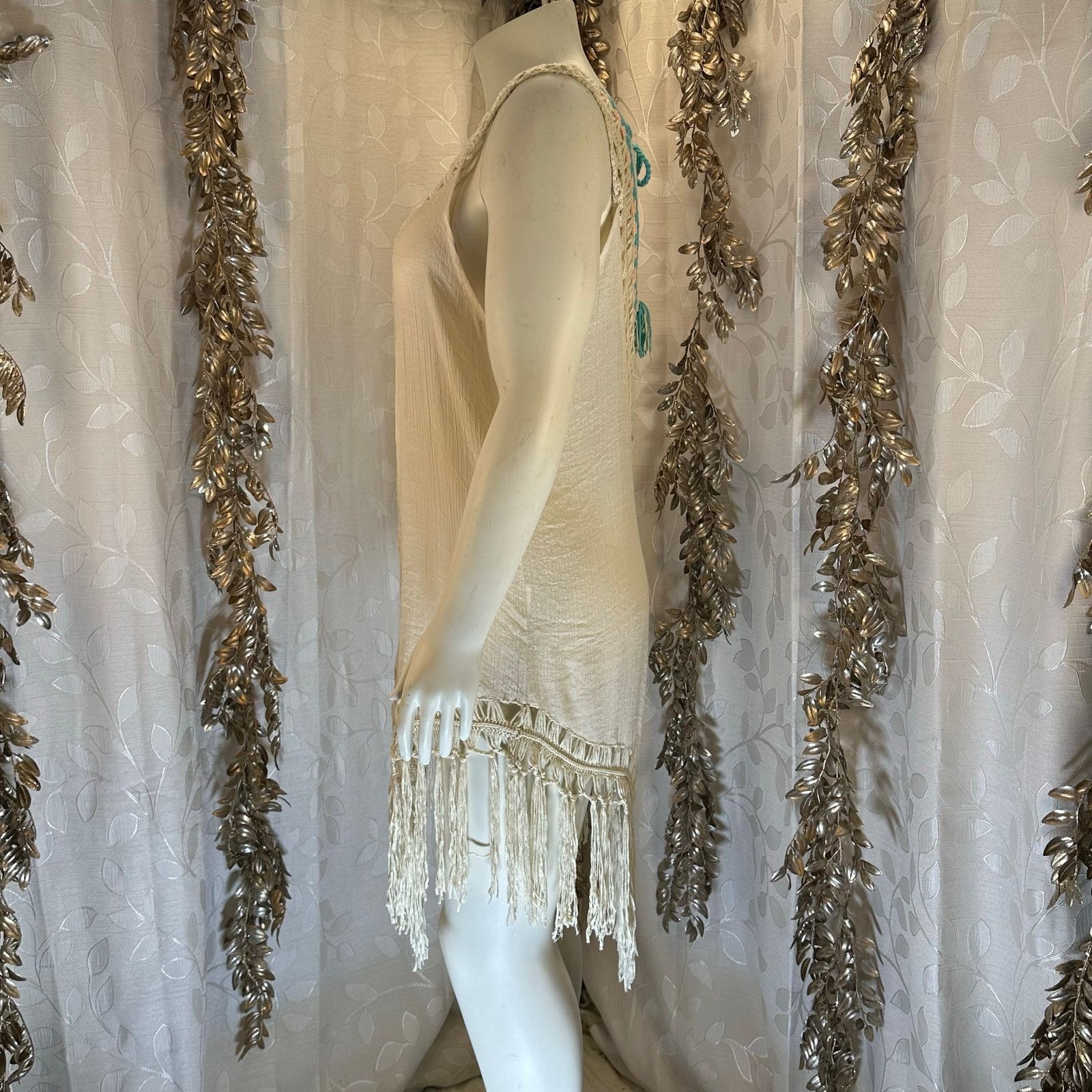 Other Negs Women’s Crochet Fringe Tunic Cover Up Cream Medium Larg Size ONE SIZE - 10 Thumbnail