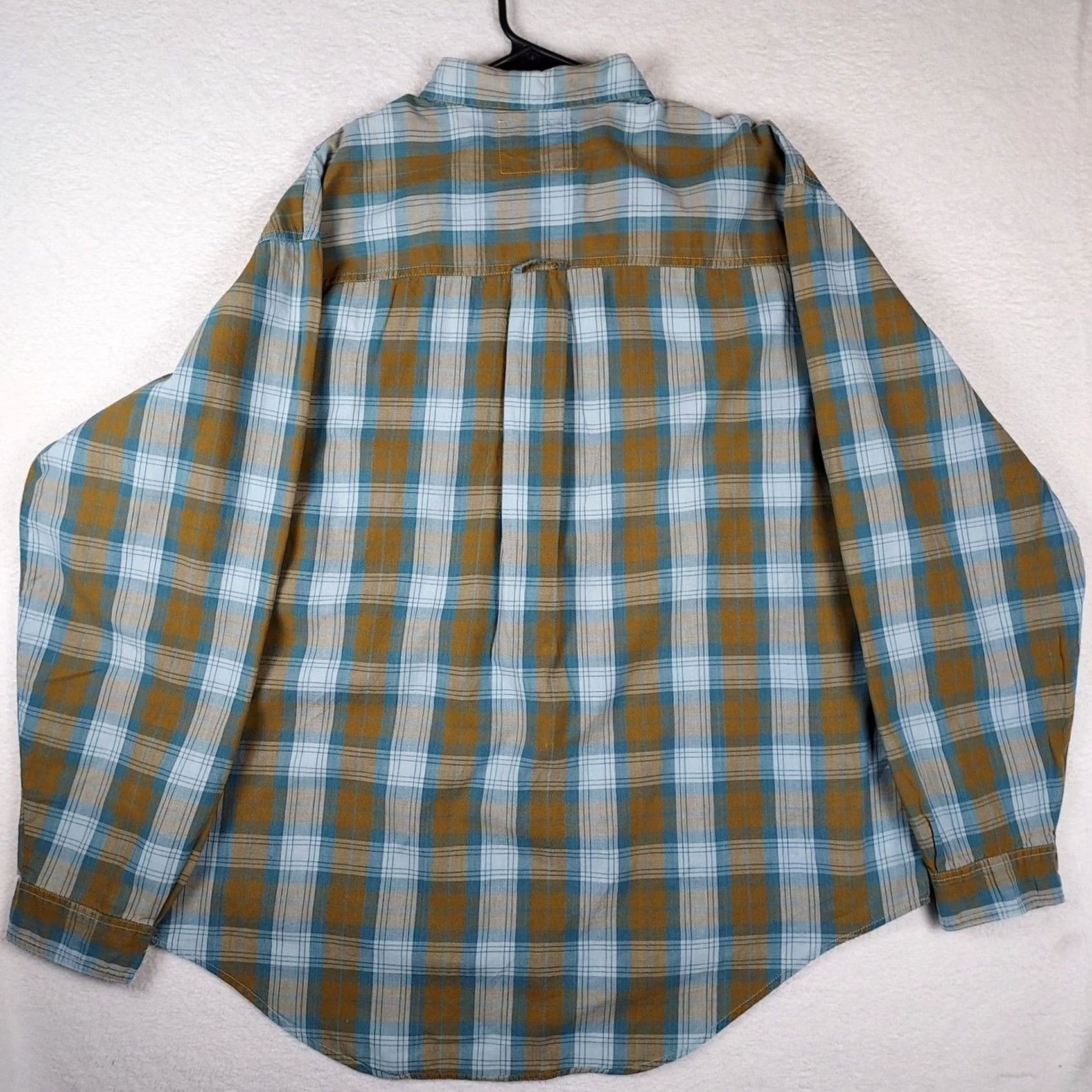 Levi's VINTAGE Levi’s Real Indigo Cotton Plaid Button-Down Shirt XL Blue 90s Mens Regular Collar Long Sleeve Button-Down Embroidered Cotton 100% Size US XL / EU 56 / 4 - 6 Thumbnail