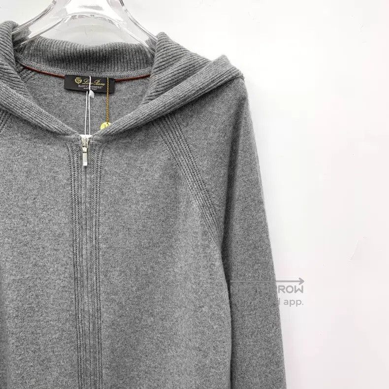Loro Piana Loro Piana Grey Cashmere Hooded Zip-up Long Sleeve Sweatsh Size L / US 10 / IT 46 - 3 Thumbnail
