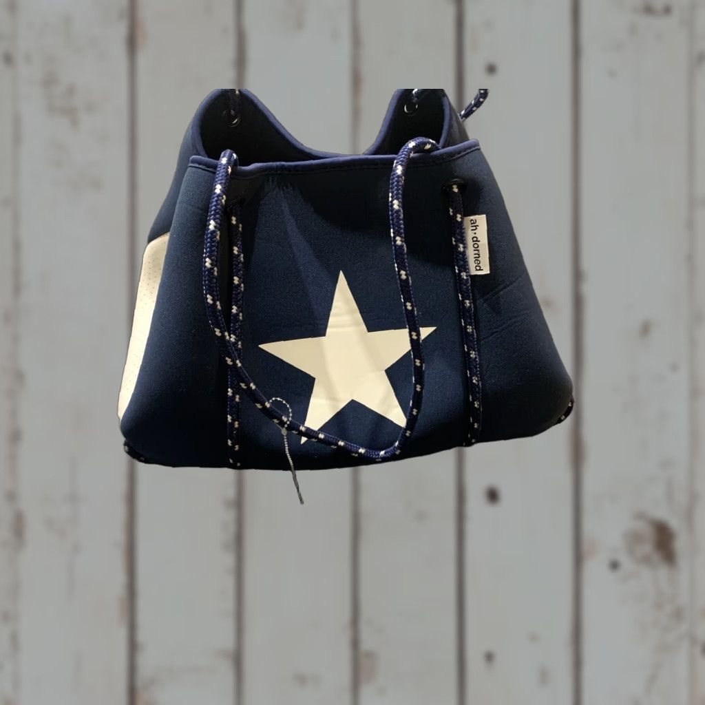 Vintage VINTAGE Ah Dorned Large Navy Neoprene Star Tote Bag for Women Size ONE SIZE - 1 Thumbnail