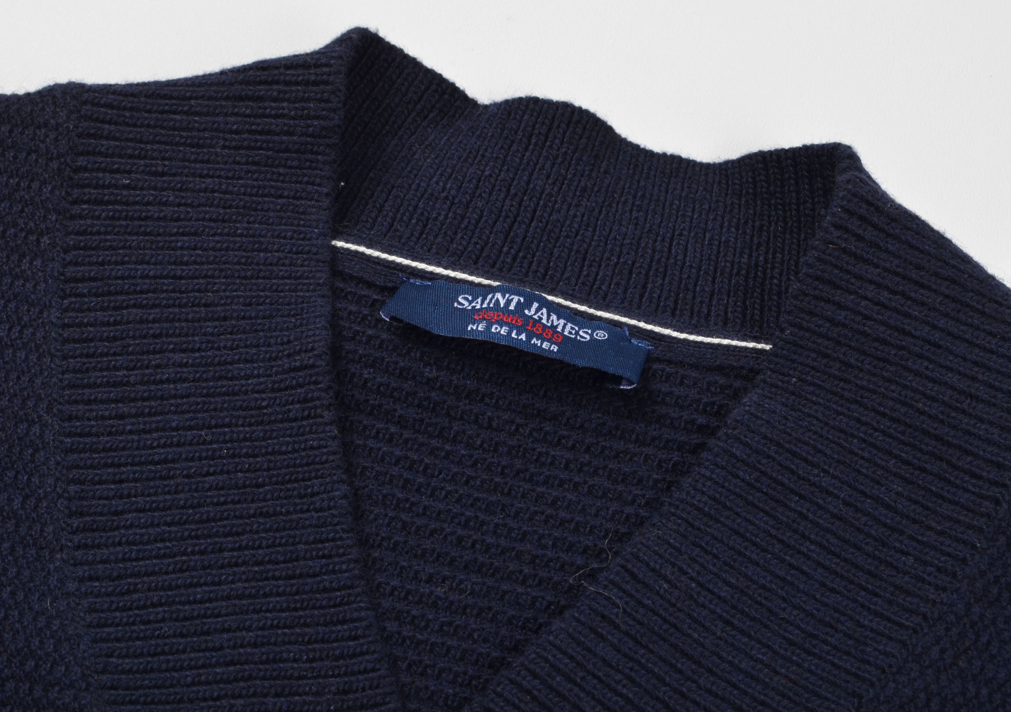 Saint James Vintage Saint James Wool Blend Navy V-Neck Sweater Size S / US 4 / IT 40 - 9 Thumbnail