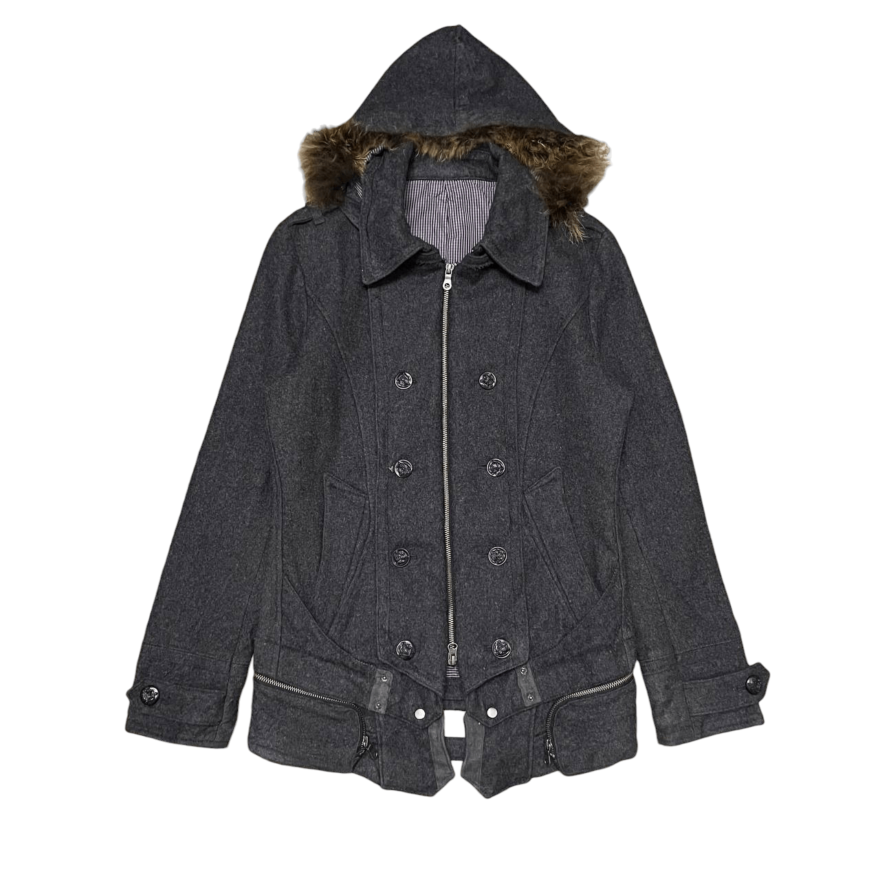 Vintage PPFM Raccoon Fur Wool Hooded Jacket lgb hysterics