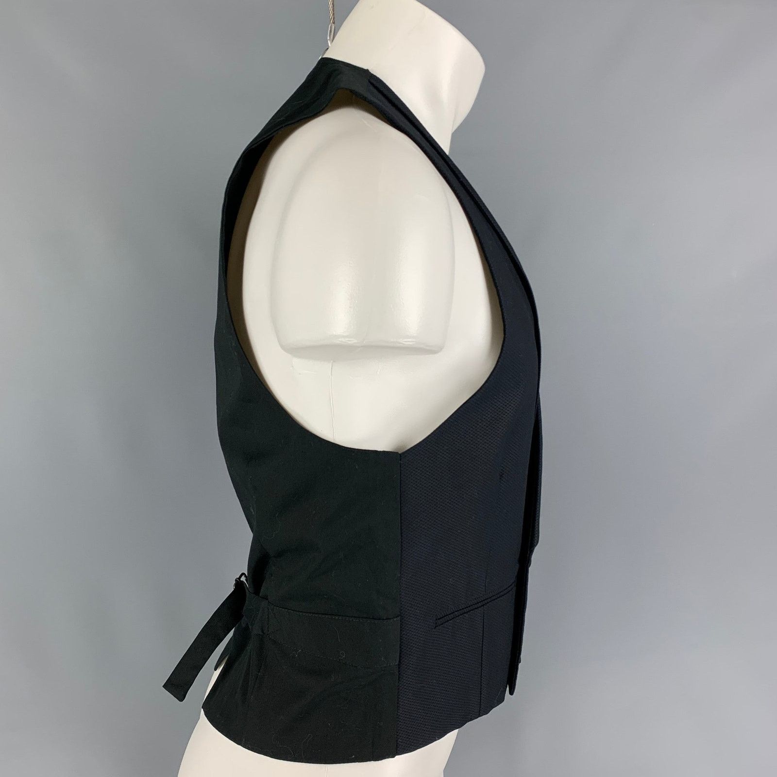 Other SPENCER HART Size 36 Black Textured Cotton Shawl Collar Vest Size 36R - 2 Thumbnail