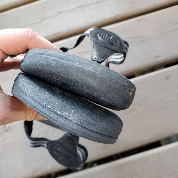 FitFlop Walkstar Black Leather Nylon Flip Flop Sandals 9