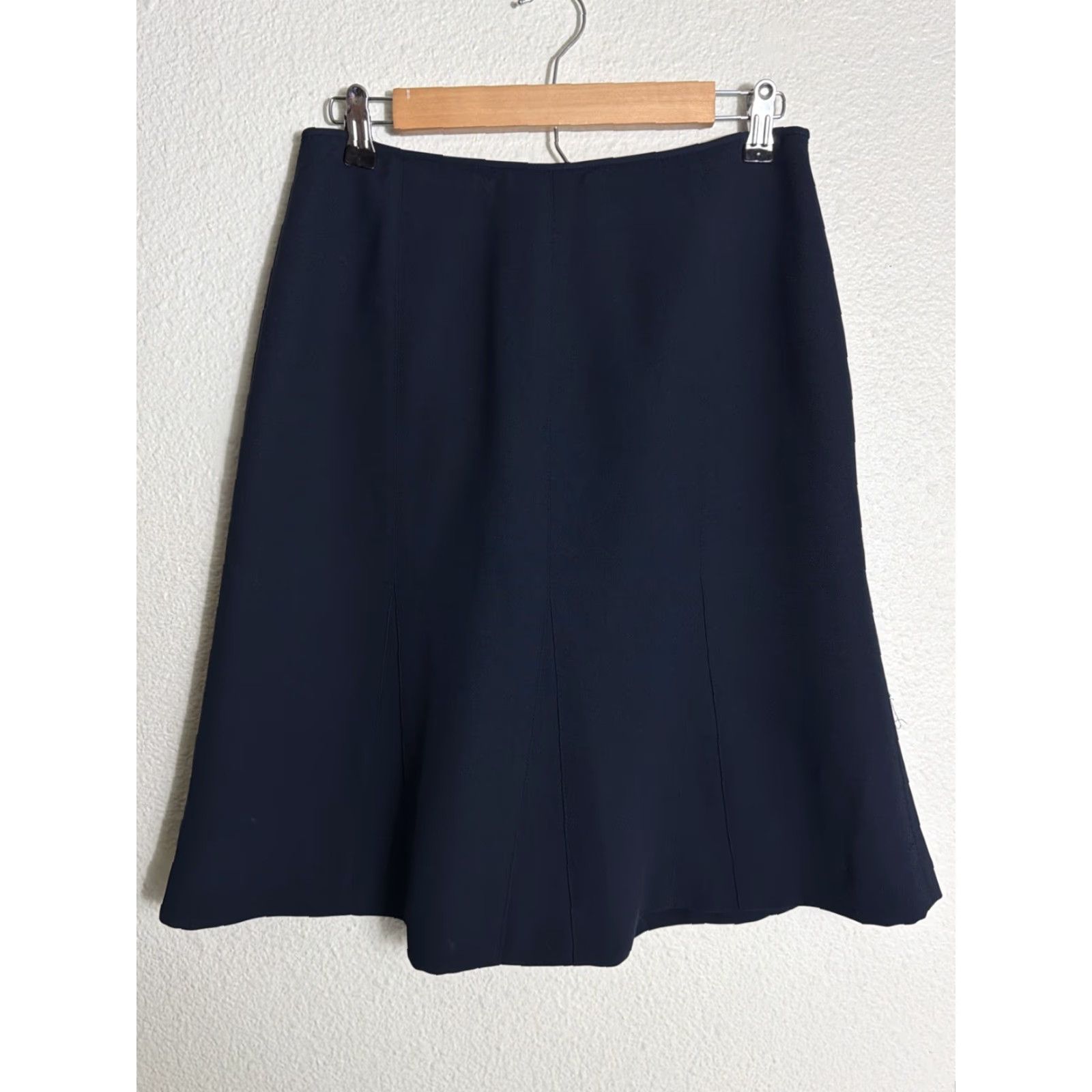 Vintage VINTAGE Y2K Petite Sophisticate Women’s 8P Navy Blue Acetate Flare Skirt 28x23 Size 30" / US 8 / IT 44 - 2 Thumbnail