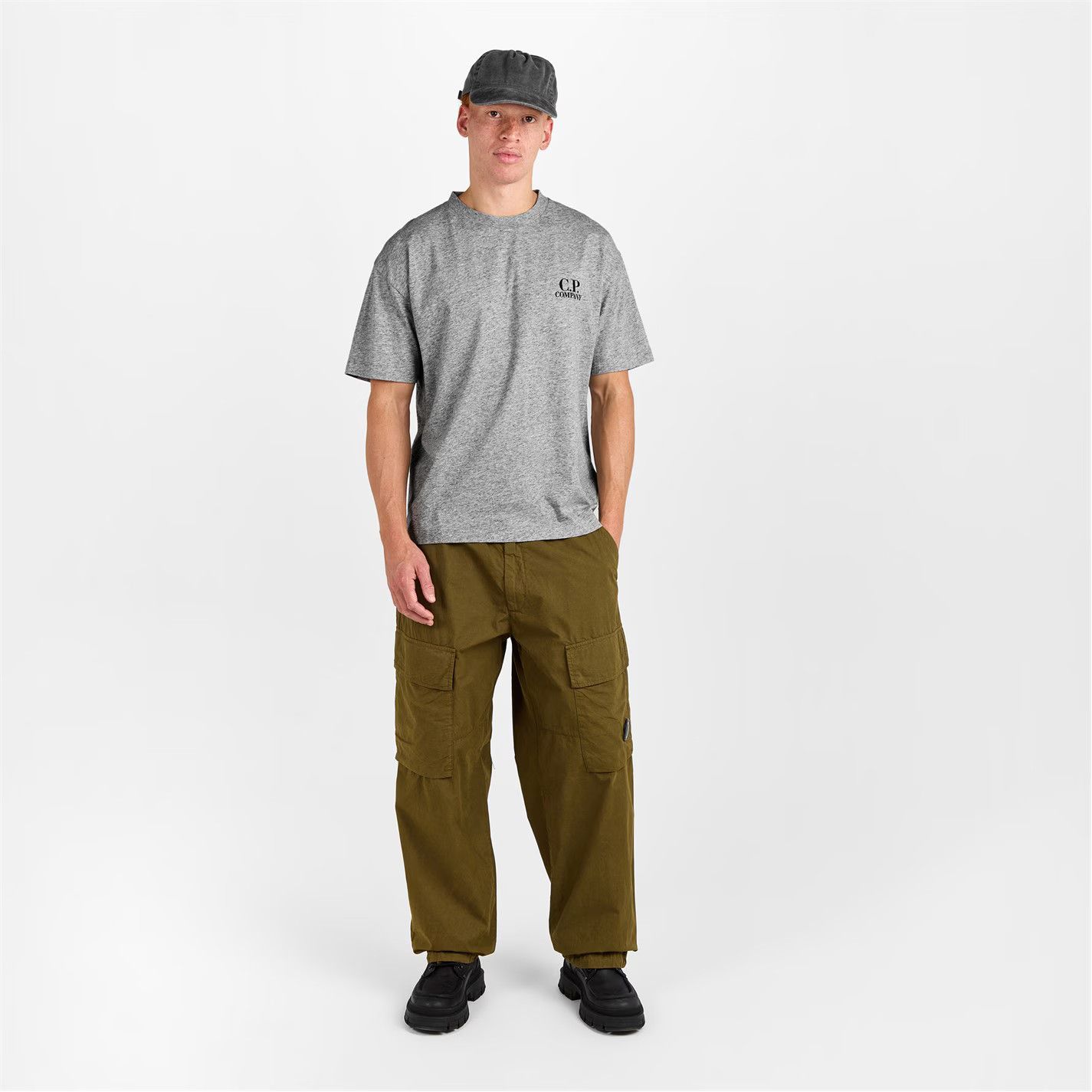 C.P. Company o1g2r1mq0426 Double Logo T-Shirt in Grey Size US S / EU 44-46 / 1 - 6 Thumbnail