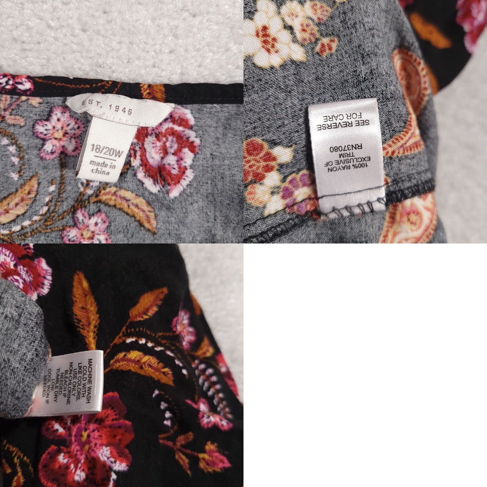 Vintage Cato Shirt Women's 18/20W Paisley Boho Blouse 3/4 Sleeve Crochet Cold Shoulder Size 3XL / US 20-22 - 9 Thumbnail